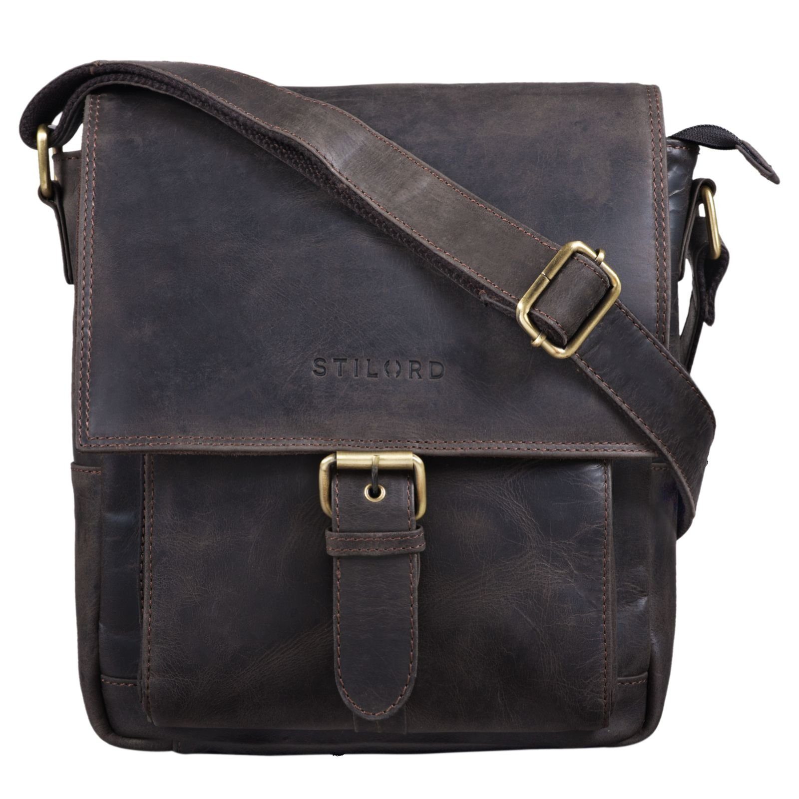 STILORD Messenger Bag "Nevio" Herrentasche Leder Umhängetasche dunkel - braun