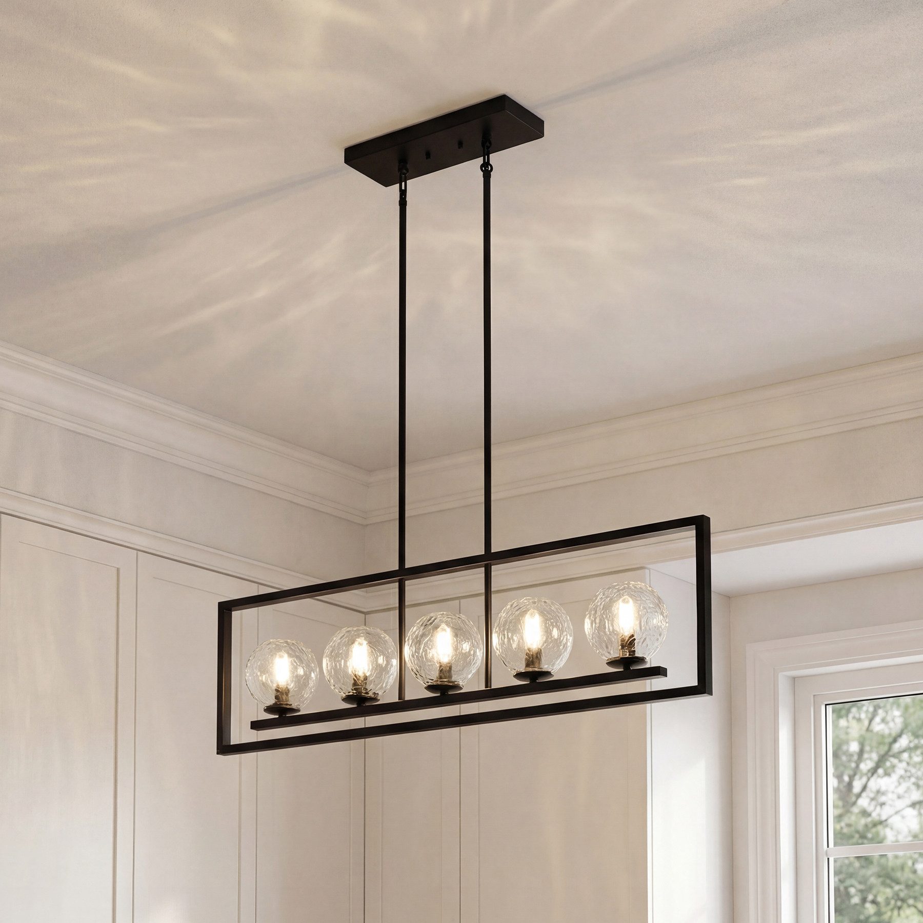 Tribesigns Hängeleuchte 5-flammige Pendellampe, höhenverstellbar Pendelleuchte, Extra-Warmweiß, metallene Deckenleuchte für Esszimmer, Küche, Foyer(ohne Leuchtmittel)