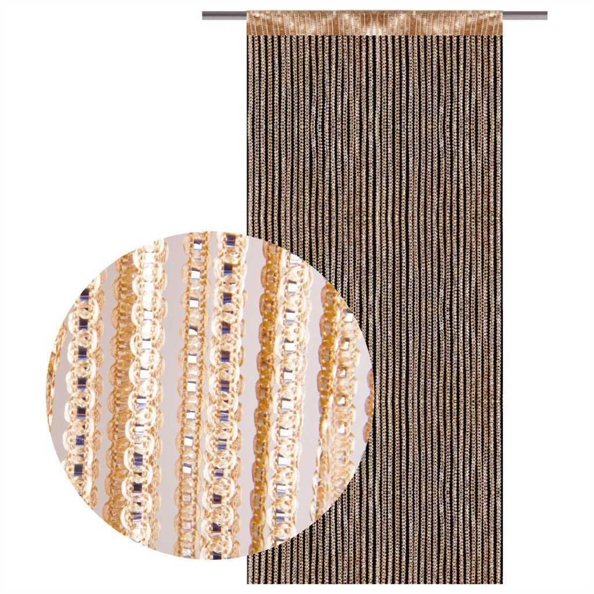 Bestlivings Fadenvorhang, Stangendurchzug, halbtransparent, Fadengardine mit Stangendurchzug (90 x 200cm bis 300 x 250cm) – Bild 2 von 4