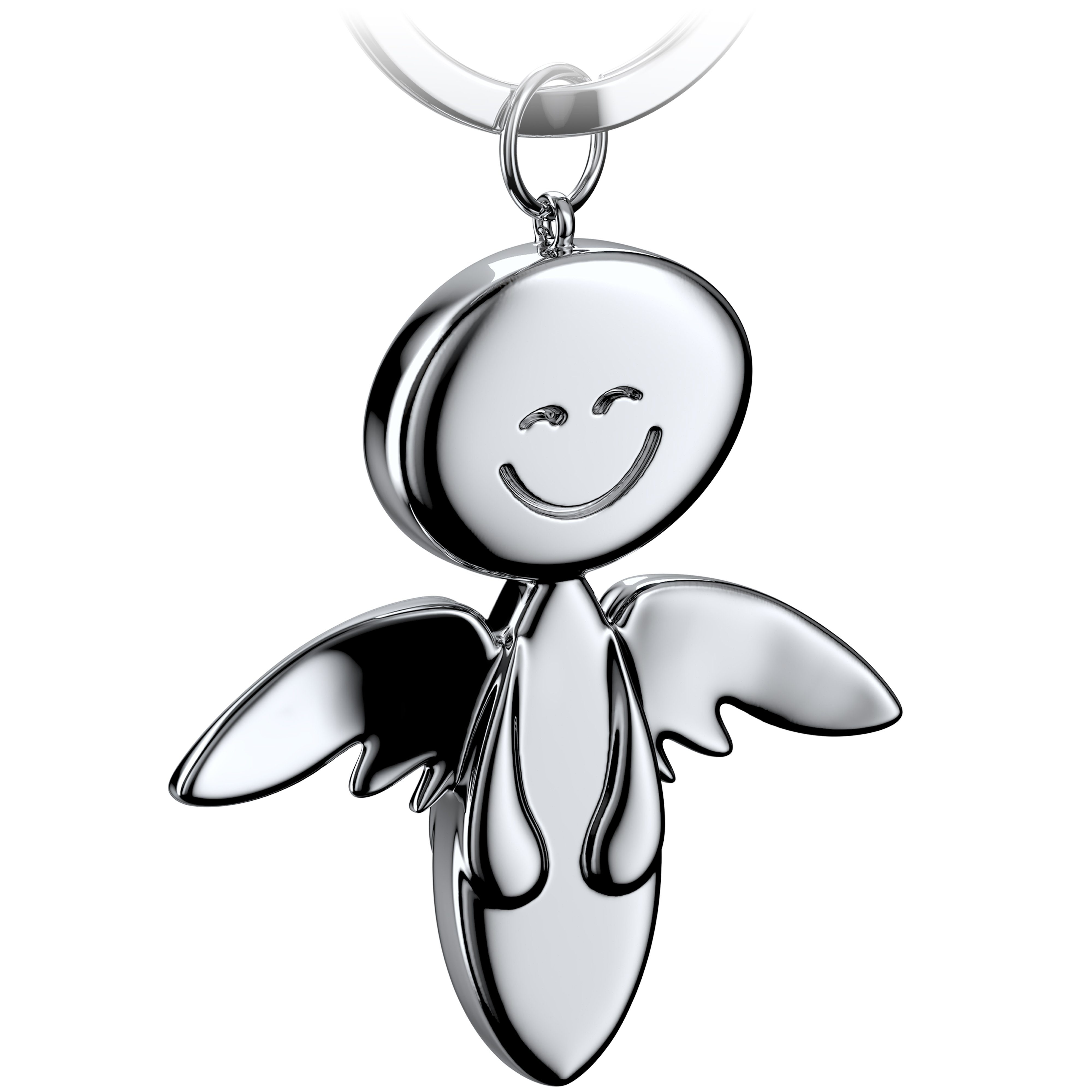 Engel FABACH Silber Geschenk Glücksbringer aus Metall Schutzengel - Schlüsselanhänger Smile - Anhänger