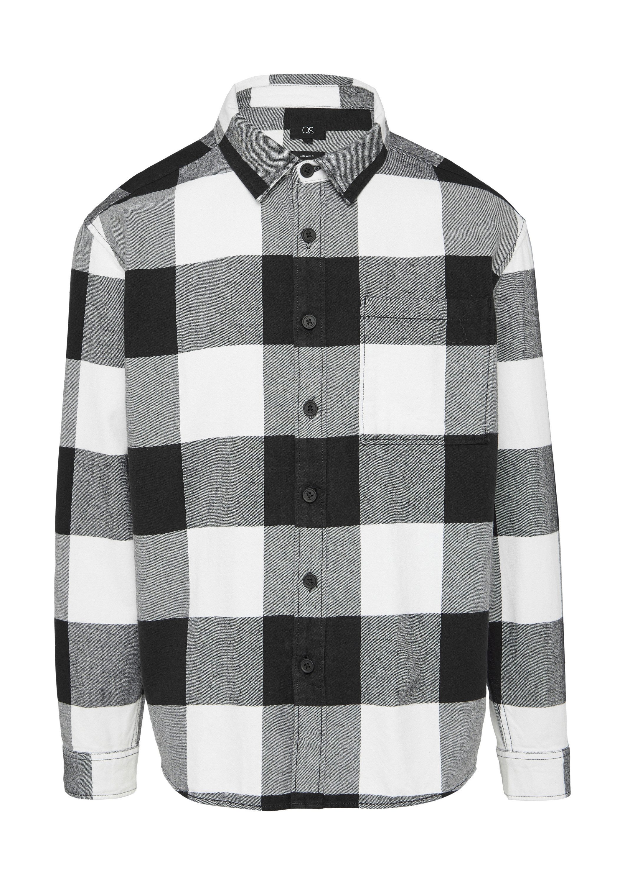 QS Langarmhemd Hemd Relaxed Fit: Flanellhemd mit Brusttasche günstig online kaufen