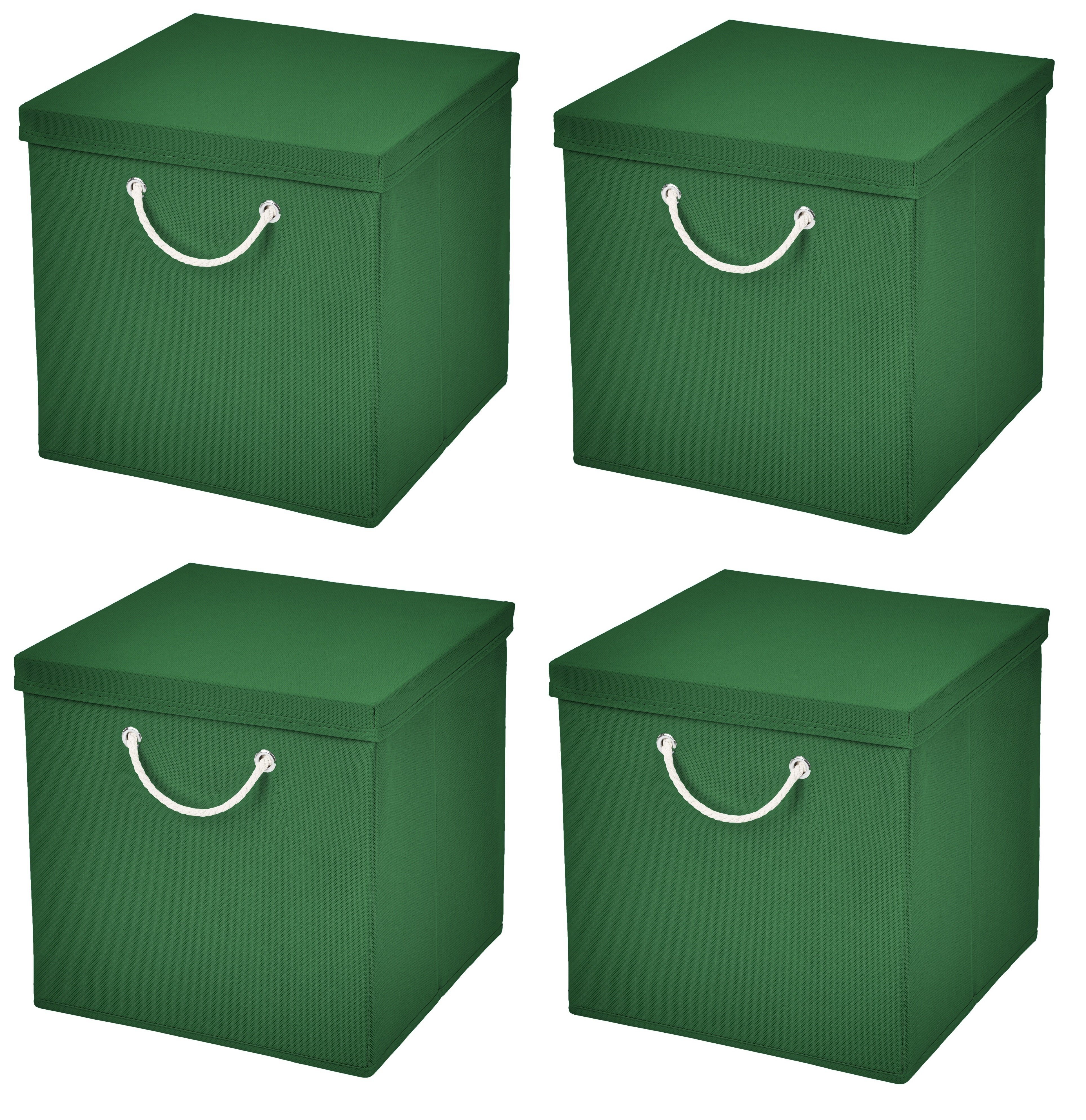 StickandShine Faltbox 4 Stück 30 x 30 x 30 cm Aufbewahrungsbox Stoffboxen in verschiedenen Farben (4er SET 30x30x30) Faltbox moderne Faltkiste Maritim mit Kordel 30cm Dunkelgrün