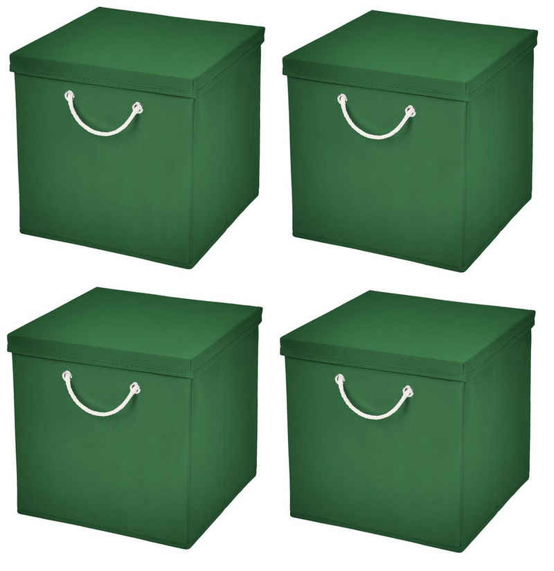 StickandShine Faltbox »4 Stück 30 x 30 x 30 cm Aufbewahrungsbox Stoffboxen in verschiedenen Farben (4er SET 30x30x30) Faltbox moderne Faltkiste Maritim mit Kordel 30cm«