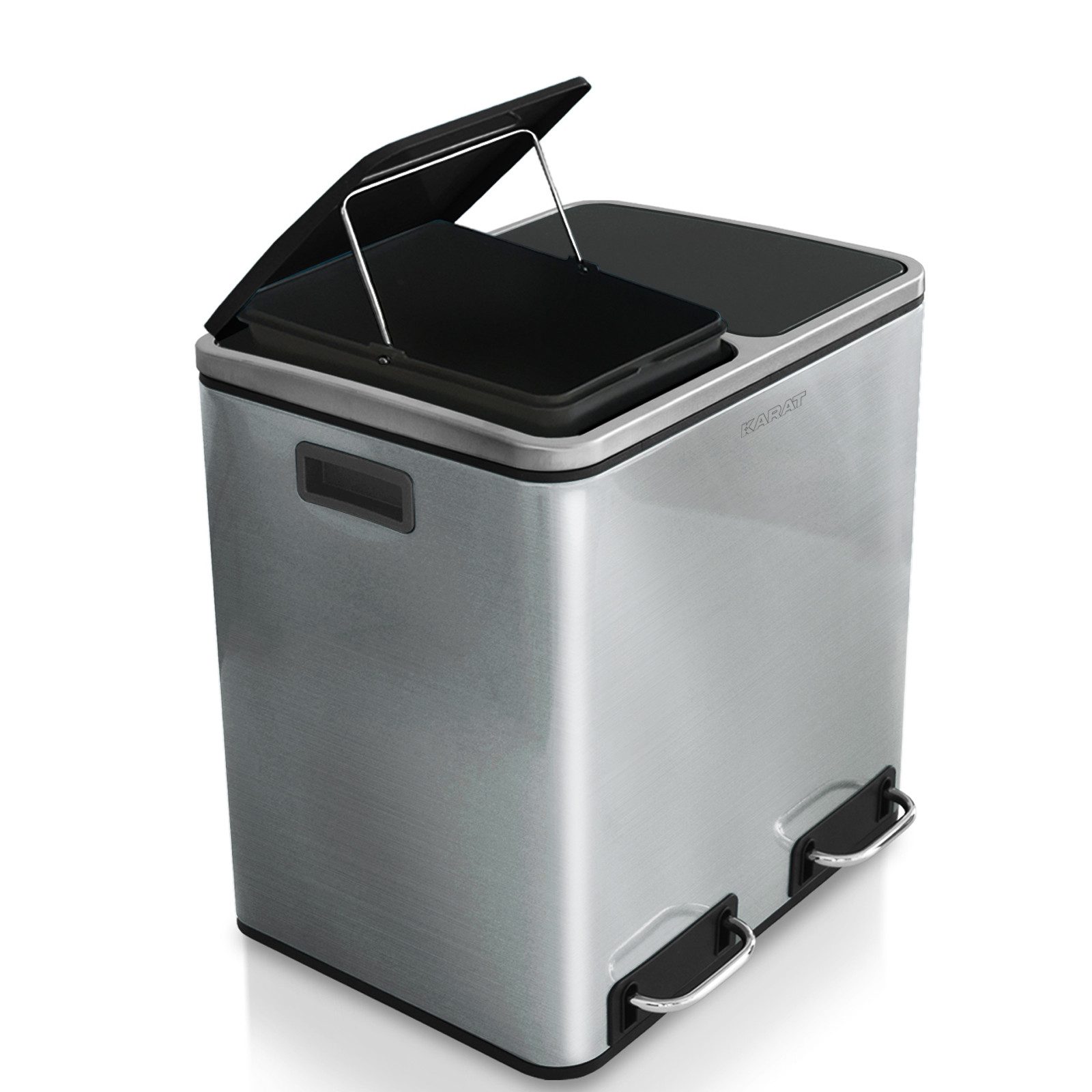 casa pura Mülltrennsystem Felix, Abfallbehälter aus Edelstahl, Verschiedene Farben & Größen, 30 Liter Fassungsvermögen