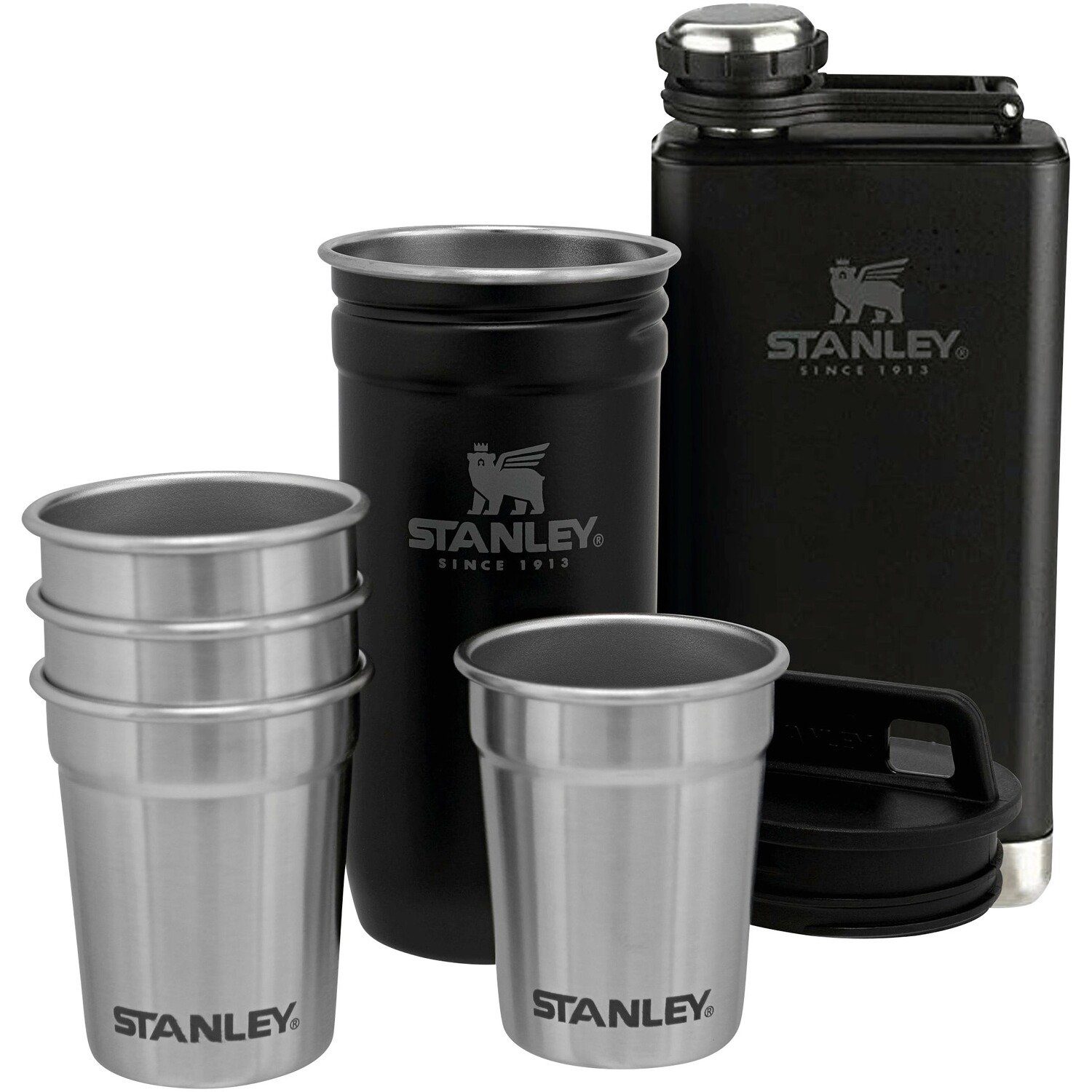 Stanley 1913 STANLEY Isolierflasche Adventure Pre-Party Shot & Flask Set Schwarz