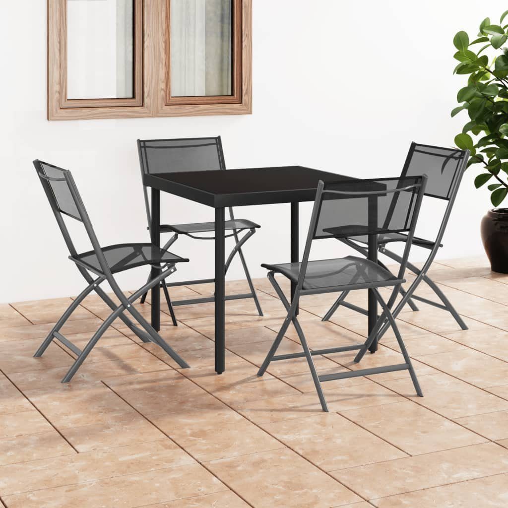 furnicato Gartenstuhl Klappbare Gartenstühle 4 Stk. Schwarz Stahl und Textilene | Stühle