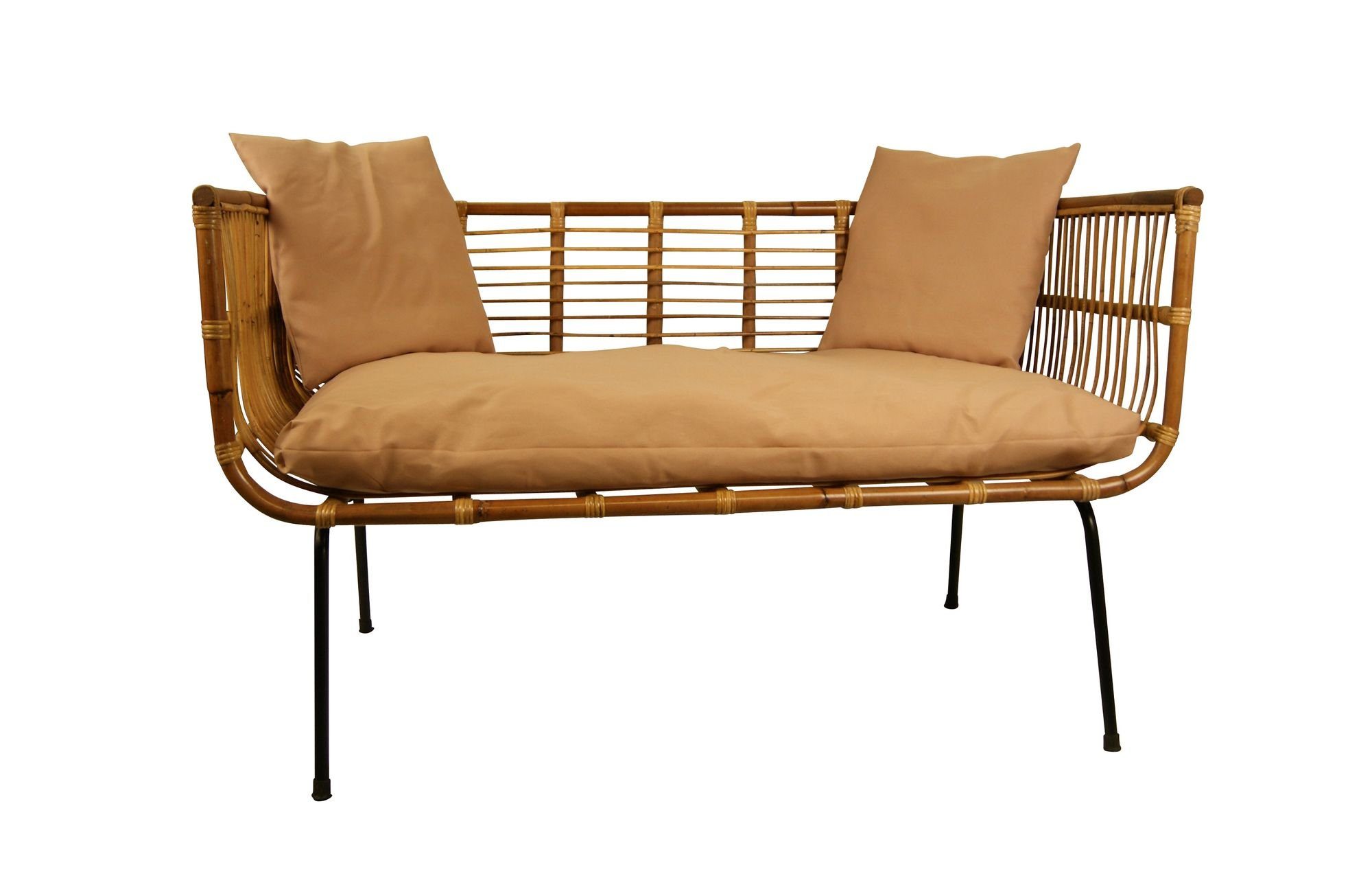 und bequem Balkon Retro Kissen Rattansofa animal-design inkl. Rattanstuhl, Korbsofa Wohnzimmer stylisch BALI Terrasse,