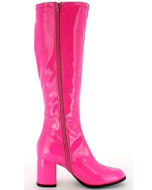 Das Kostümland Gogo Damen Retro Lackstiefel, Pink Stiefel