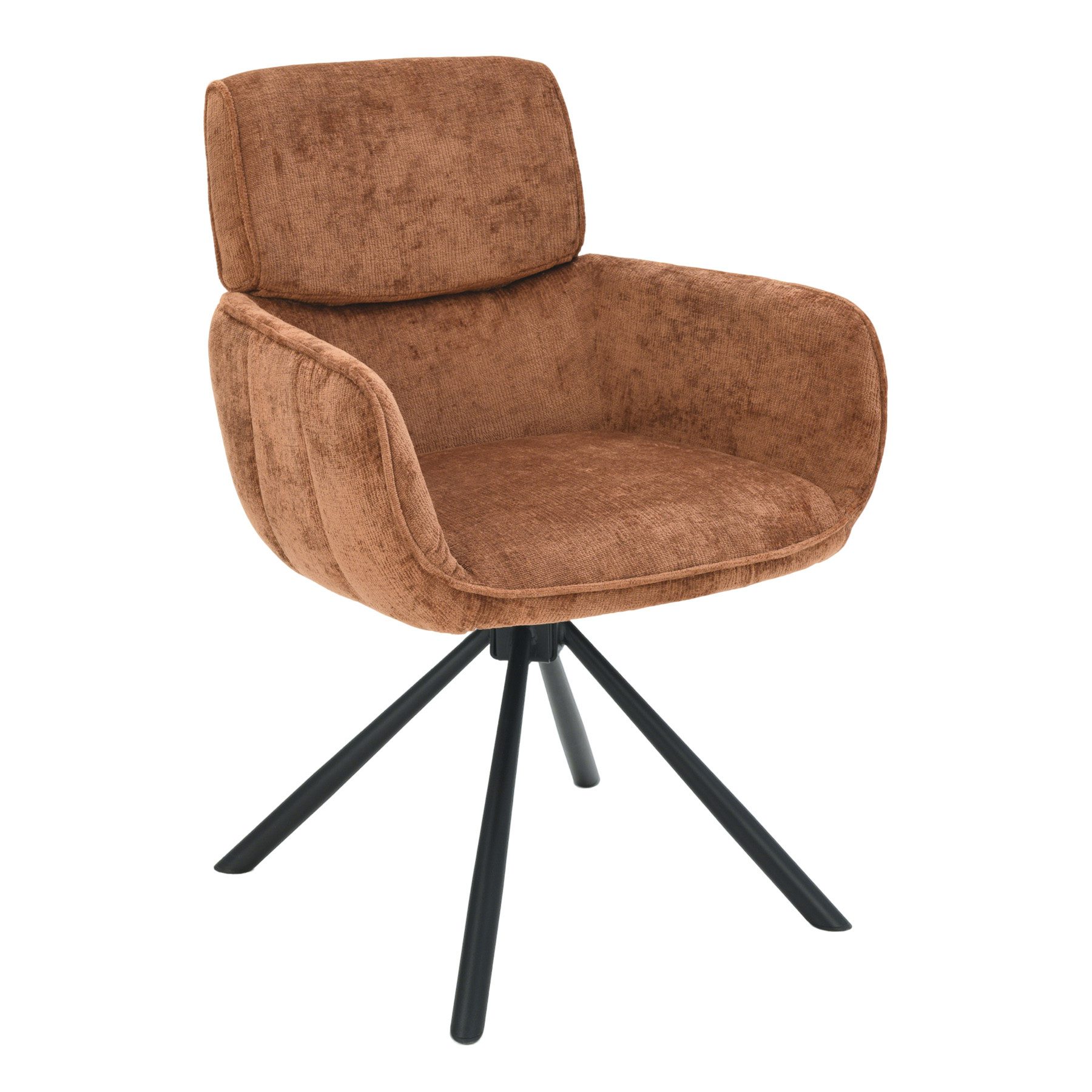 Drehstuhl UNIQUE rost braun · Esszimmerstuhl aus Chenille mit Metallbeinen