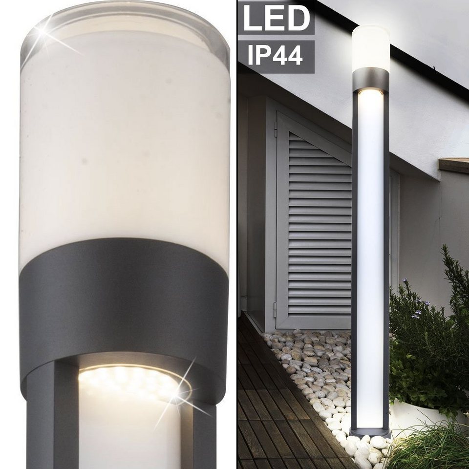 2er Set Außen LED Stand Lampe RGB Fernbedienung 2x Steckdosen Stromverteiler Hof