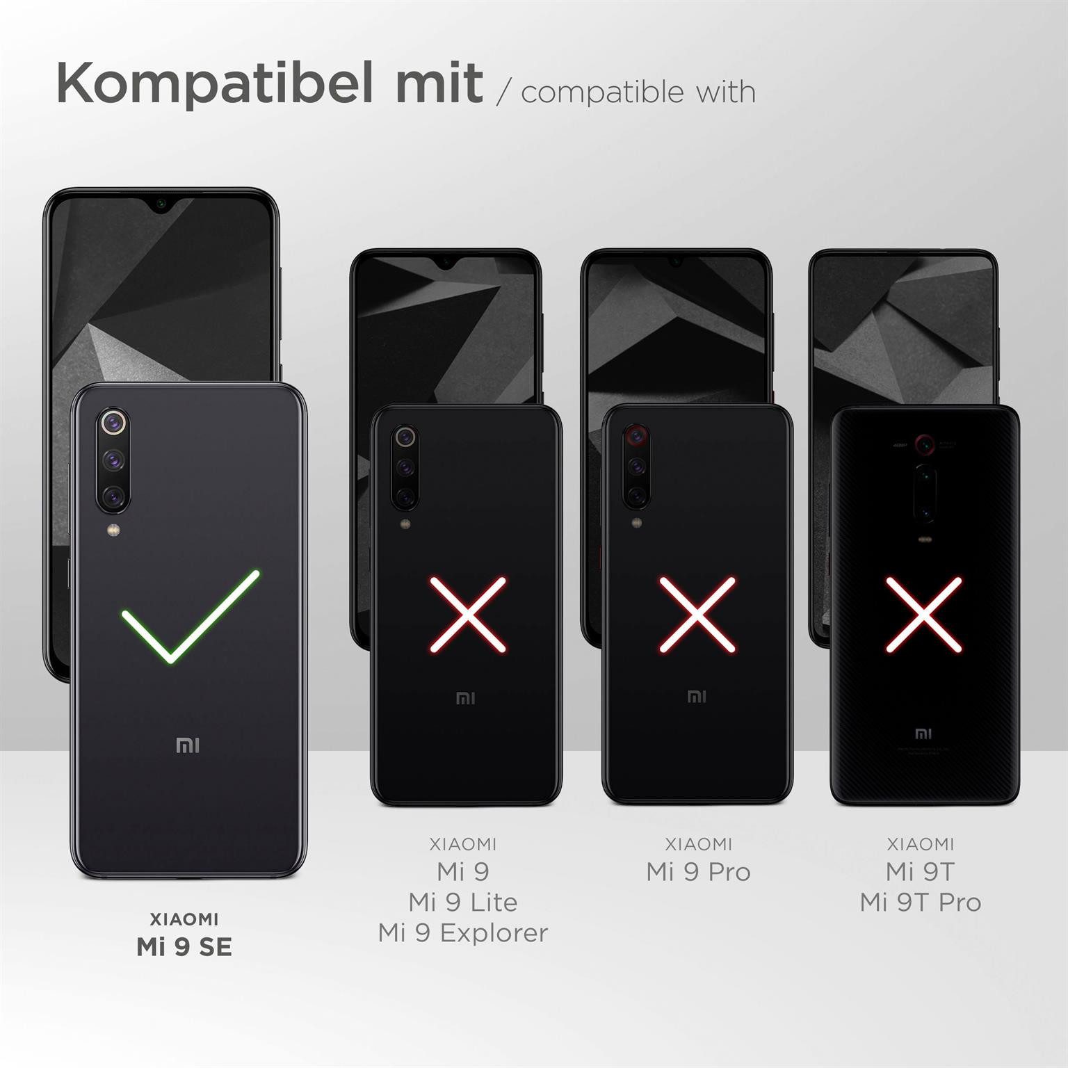moex Handyhülle für Xiaomi Mi 9 SE Hülle Klappbar Flip Case Schwarz 5,97 Zoll, 360 Grad Schutz Handytasche Leder Optik PU Lederhülle Cover Klapphülle