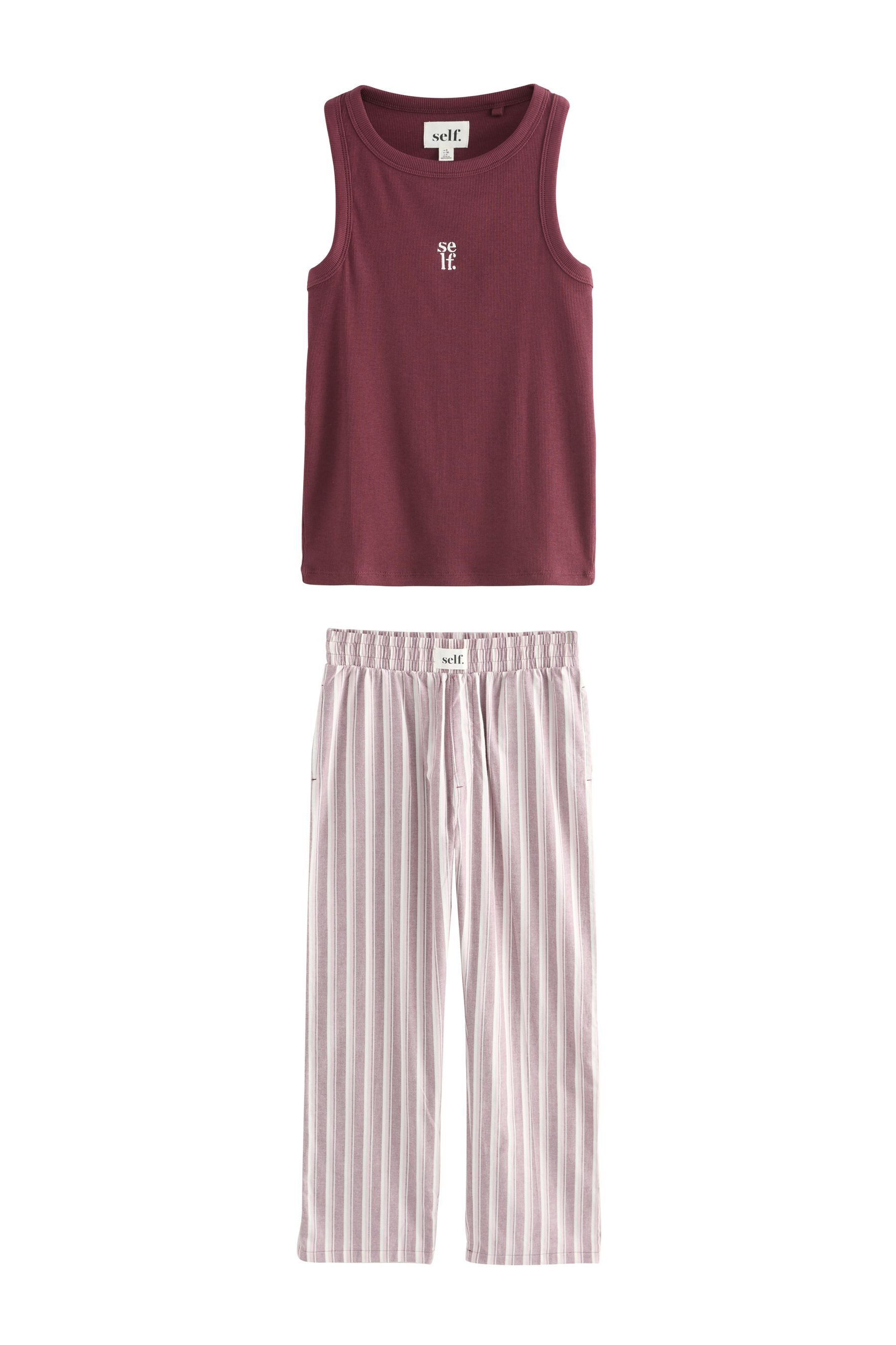 Pyjama Self. Schlafanzug mit geripptem Trägertop