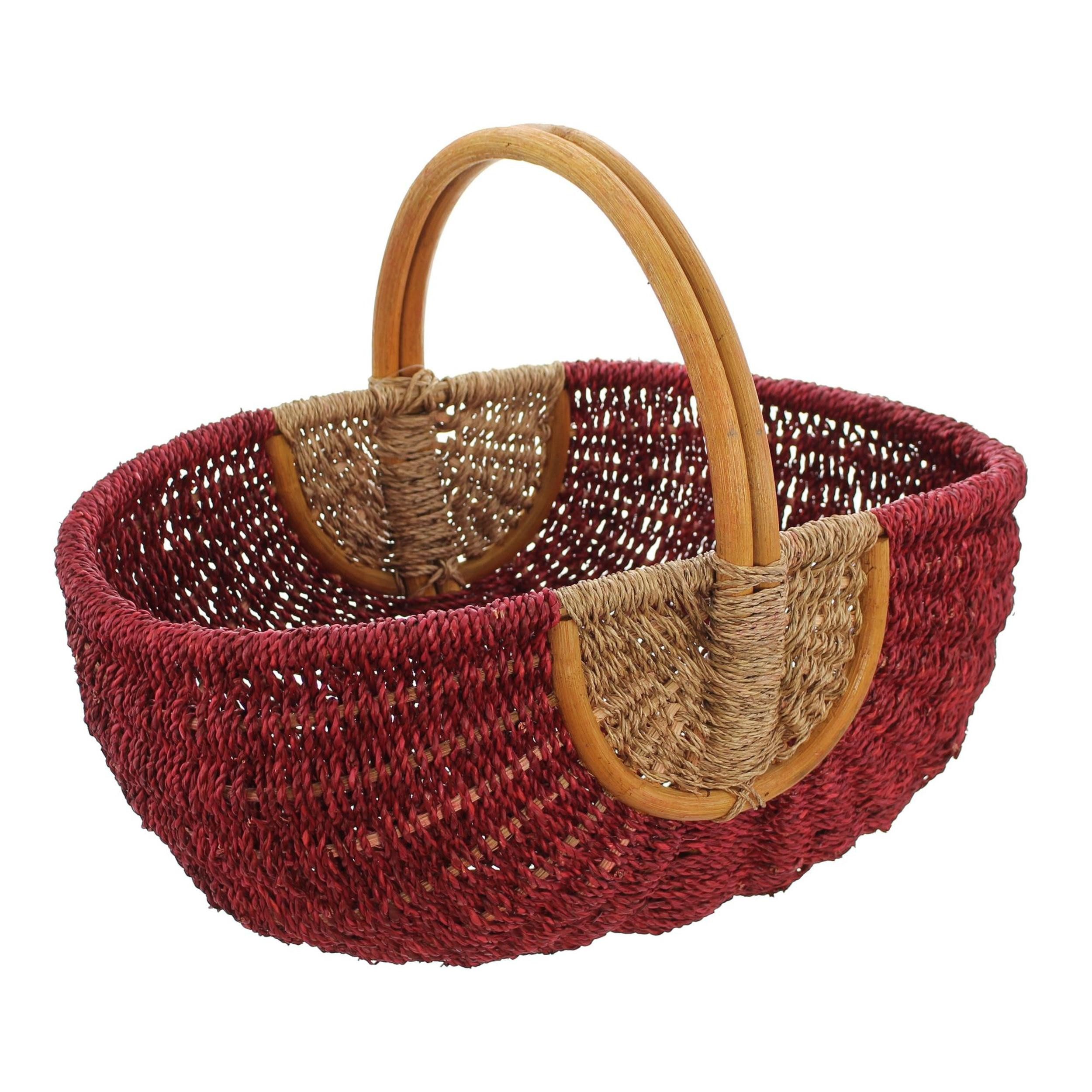 Frank Flechtwaren Flechtkorb Einkaufskorb Rot Seegras & Rattan – Flechtkorb