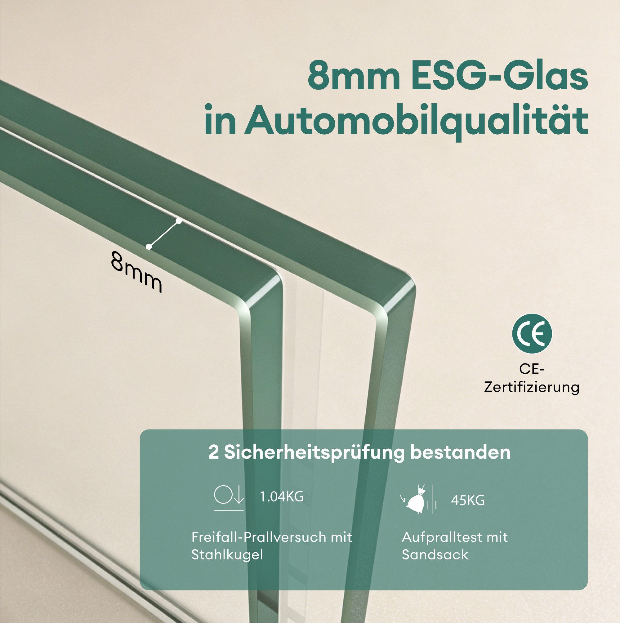 Mai & Mai Glasschiebetür Komplettset schiebetür softclose 8mm ESG aus Alu H: 205cm Mu001, Aluminiumkonstruktion
