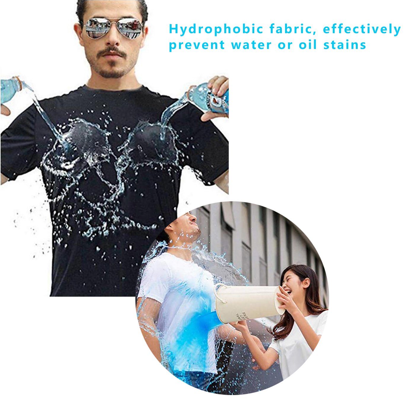 DEBAIJIA Kurzarmshirt Antifouling T-Shirt Rundhalsausschnitt Kurzarm Wasserdichtes Schwarz