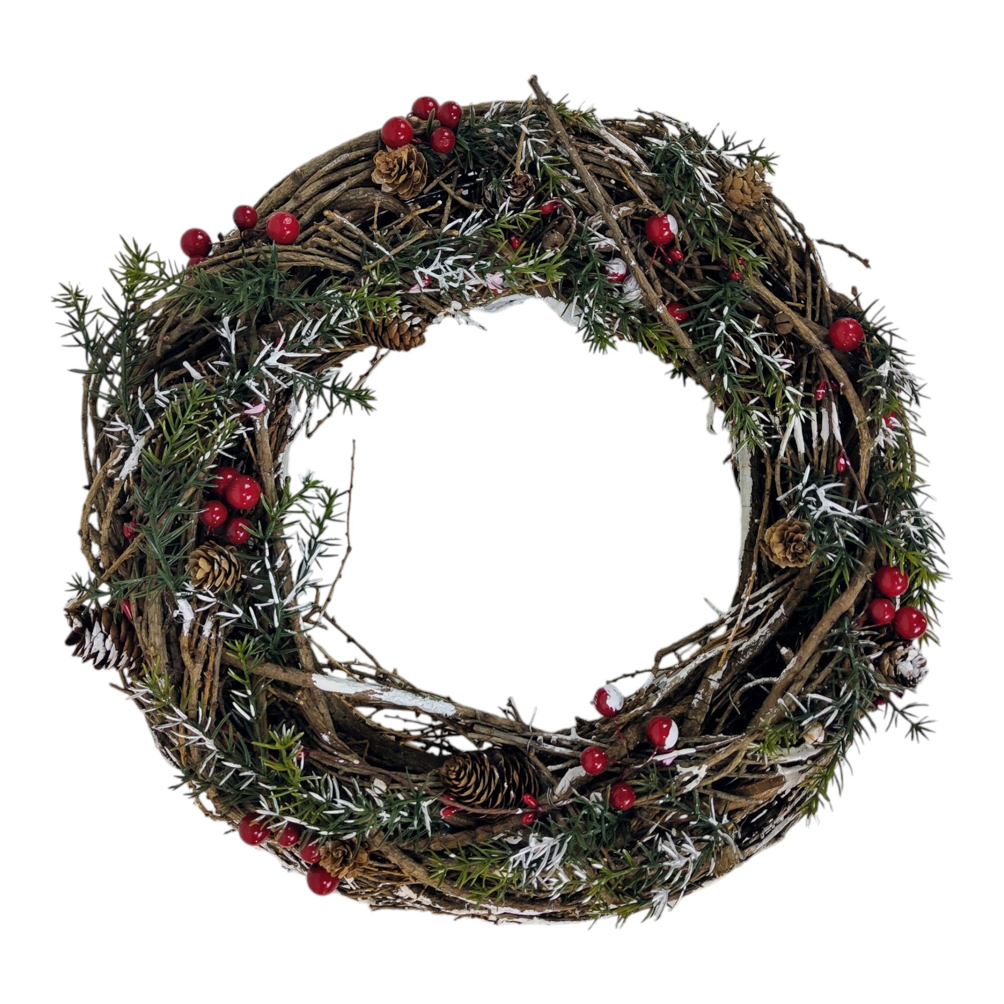 sesua Tischkranz Weihnachtskranz Tischkranz Weidenkranz mit roten Beeren 40cm