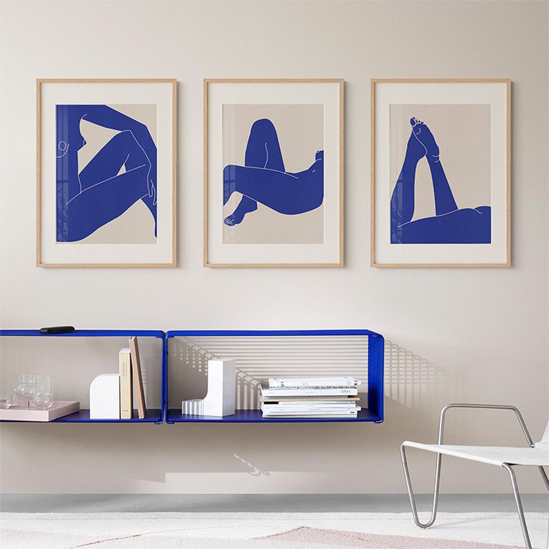 L.Ru UG Kunstdruck Blauer abstrakter Malereikern der einfachen Liniencharakterschönheit, (3 St), Sanlian Licht Luxus dekorative Malerei dekorative Malerei Kern