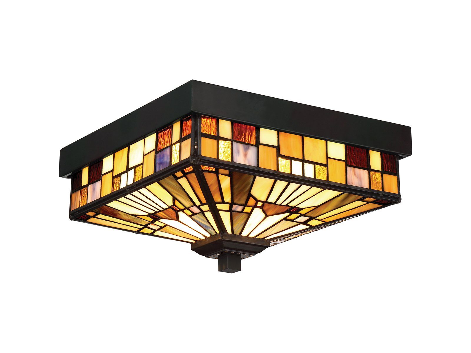 QUOIZEL LED Außen-Deckenleuchte, LED wechselbar, warmweiß, ausgefallene klein-e Tiffany Lampe für über-n Esstisch & Bett, Ø26cm