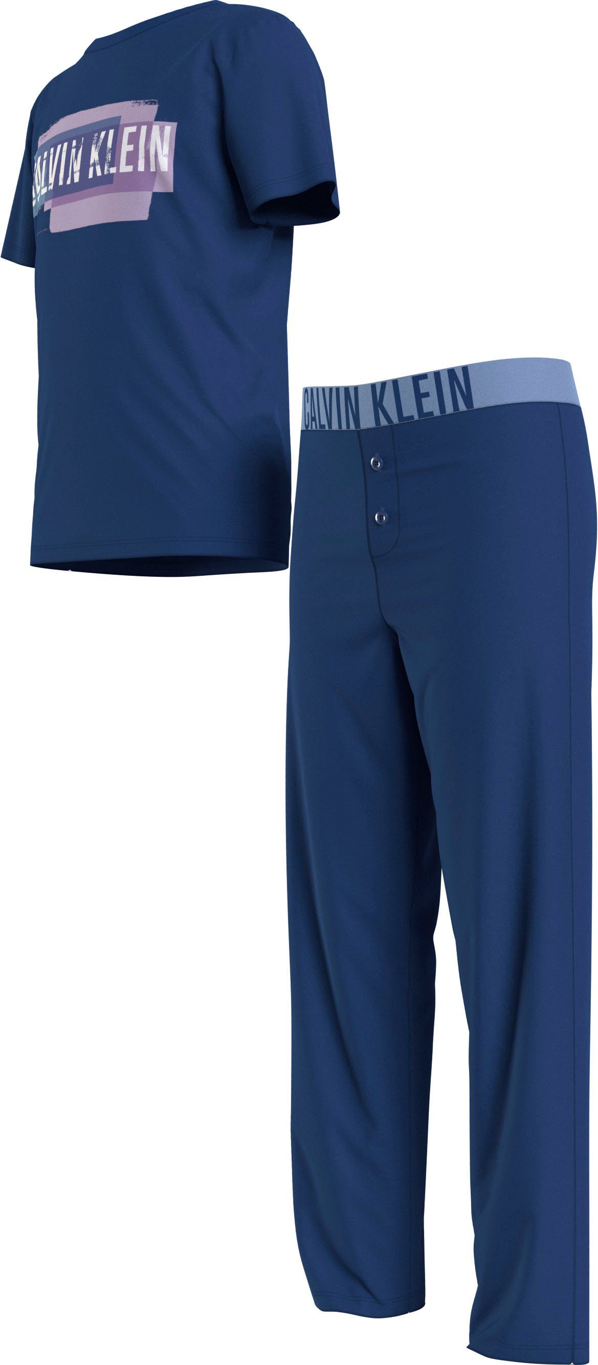Underwear SET Calvin Calvin (2 (SS+PANT) tlg) Pyjama Klein Klein PJ KNIT mit Print