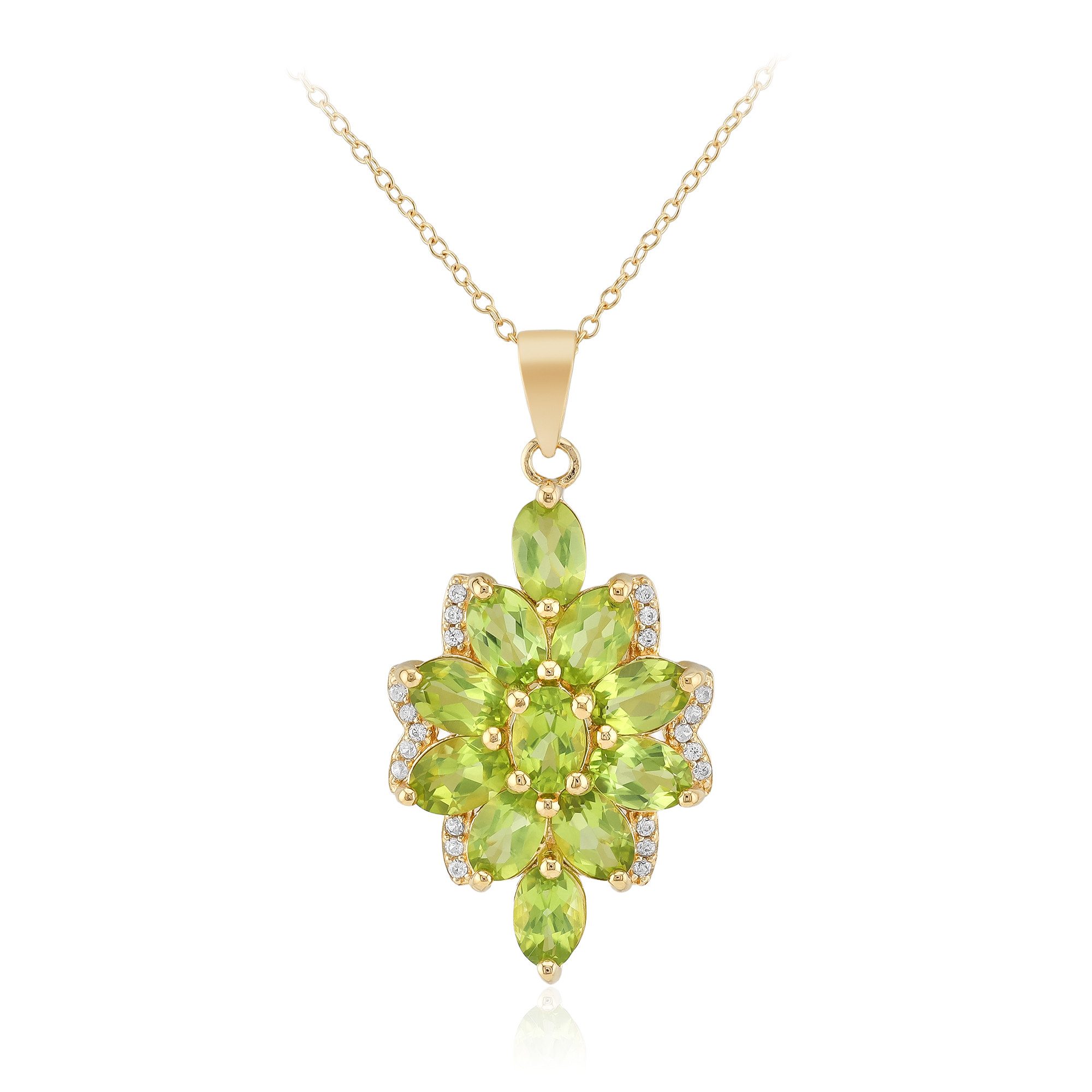 Cavill Silberkette Halskette aus vergoldetem Silber mit Peridot aus Burma (1-tlg)