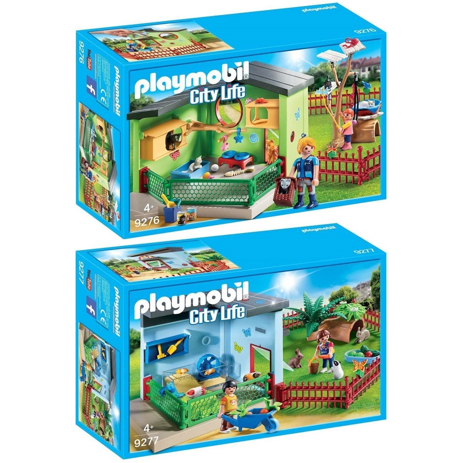Playmobil® Spielbausteine »9276 9277 City Life 2er Set Katzenpension +  Kleintierpension«