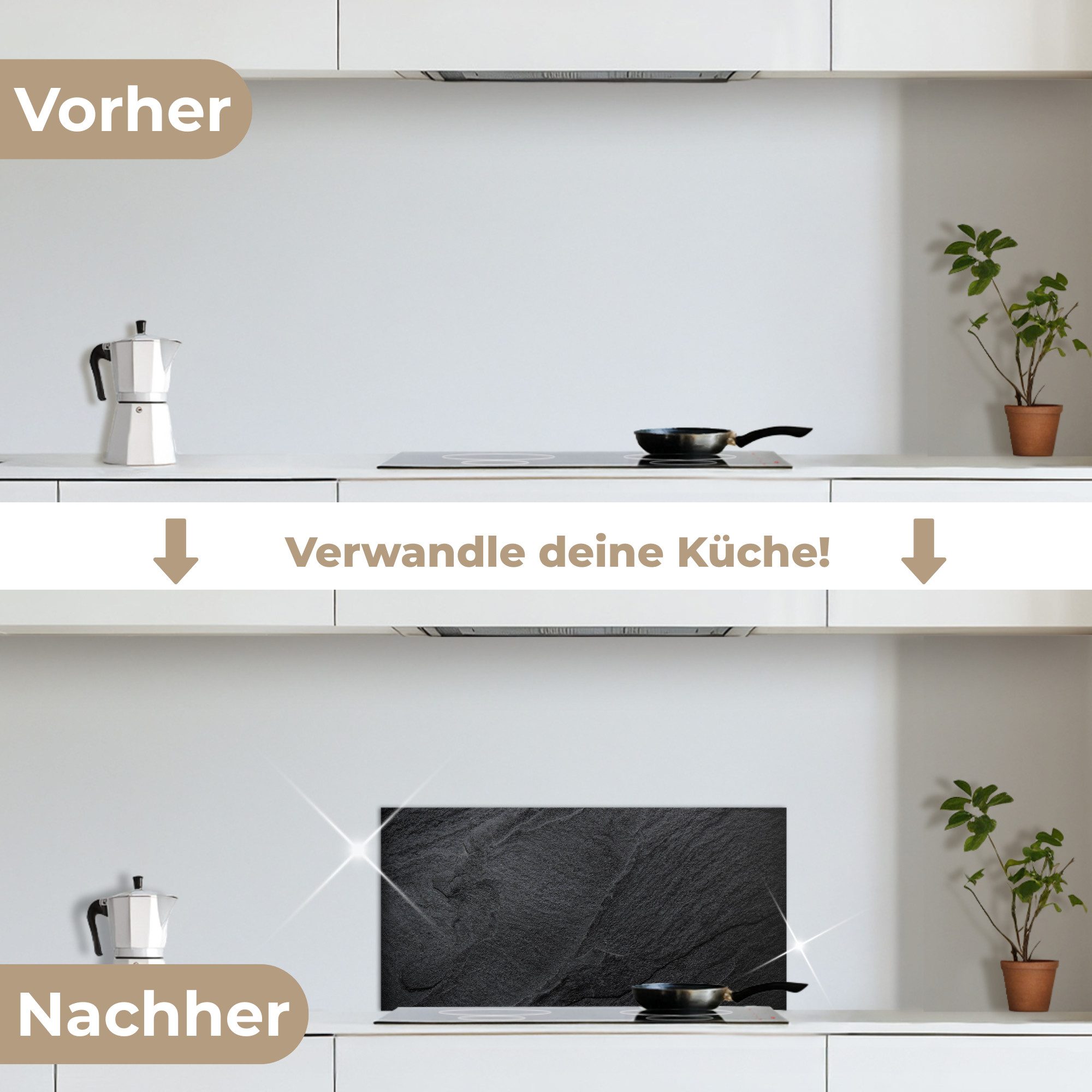KitchenYeah Küchenrückwand selbstklebend (keine Folie) Beton - Schwarz - Industriell, (1-tlg), Küchenrückwand, Spritzschutz, Kitchen, 60x30 cm – Bild 4 von 5