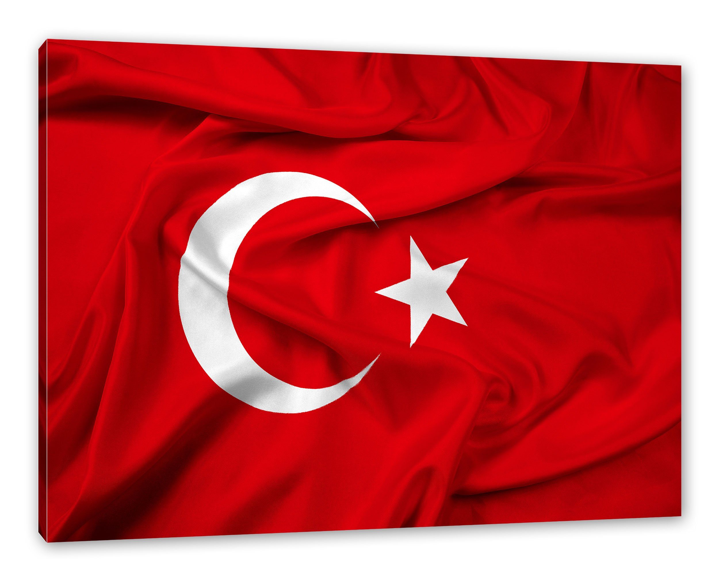 Pixxprint Leinwandbild Turkey flag Türkei flag Türkei Flagge Zackenaufhänger Flagge, Turkey inkl. Leinwandbild (1 St), fertig bespannt