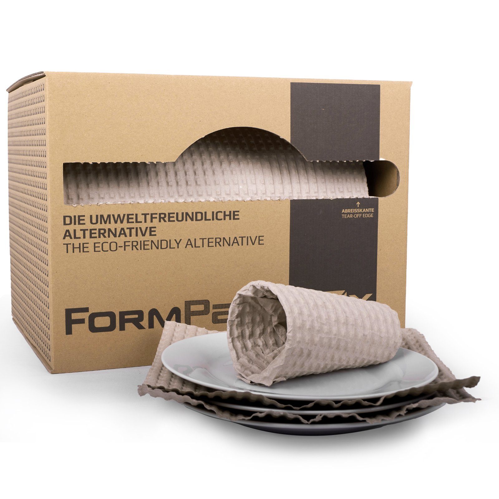 KK Verpackungen Endlospapier, Packpapier Schrenzpapier Füllmaterial Spenderbox FORMPack 55lfm Braun