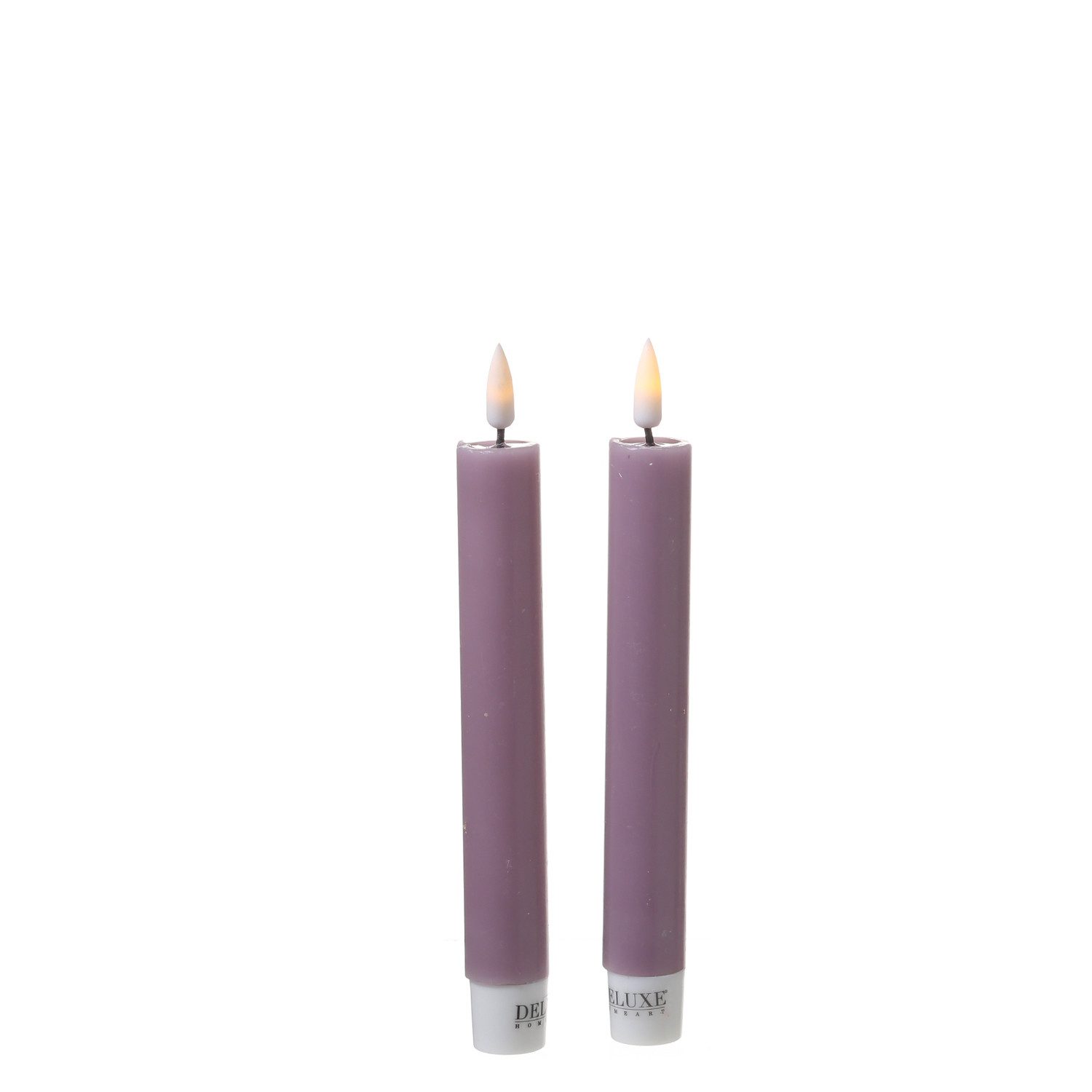 Deluxe Homeart LED-Kerze LED Stabkerzen Mia Tafelkerzen Echtwachs flackernd H: 15cm flieder 2St (2-tlg)