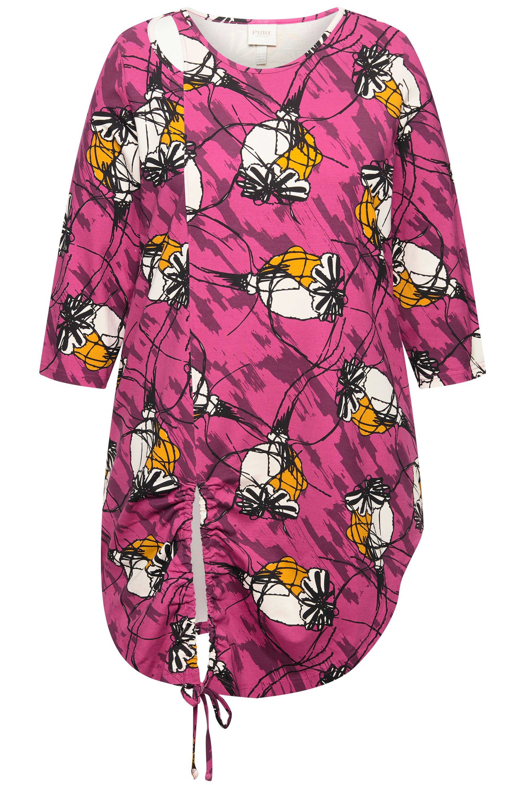 Ulla Popken Longshirt Longshirt A-Linie Rundhals 3/4-Arm Biobaumwolle günstig online kaufen