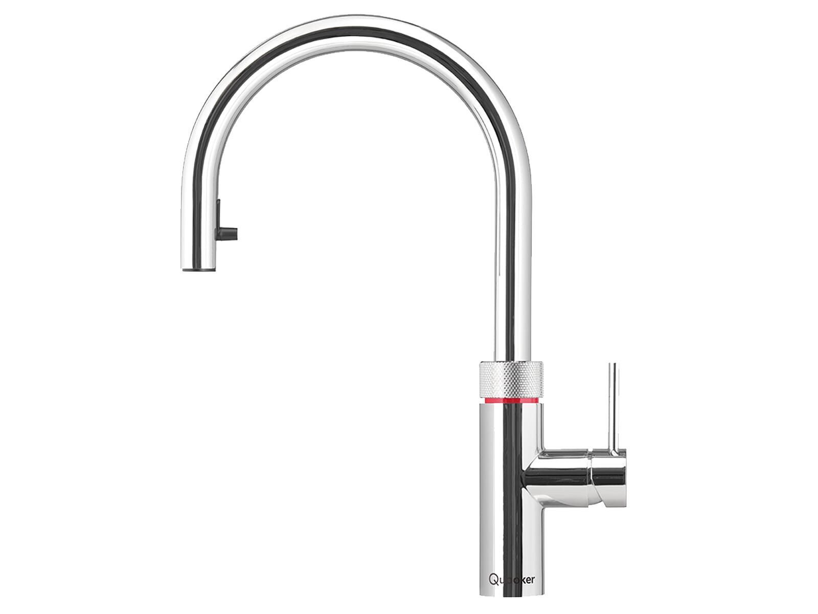 QUOOKER Küchenarmatur Quooker PRO3 & CUBE, Flex inkl. Cube-Filter (4x CO₂ gratis) (Spar-Set, Armatur mit PRO3 und CUBE für kochendes, gekühltes, sprudelndes Wasser) Kochendwasser, Sprudel, stilles wasser, Kindersicherung, Flexschlauch