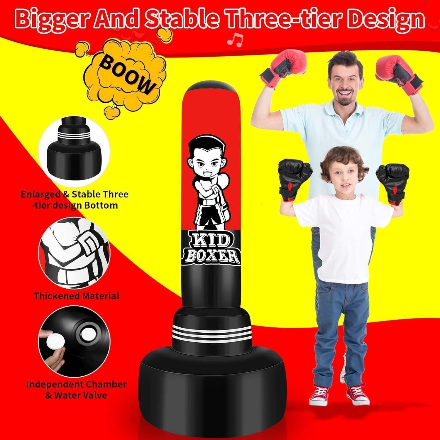 47" Boxsack Für Kinder Mit Boxhandschuhen – Aufblasbarer Stand