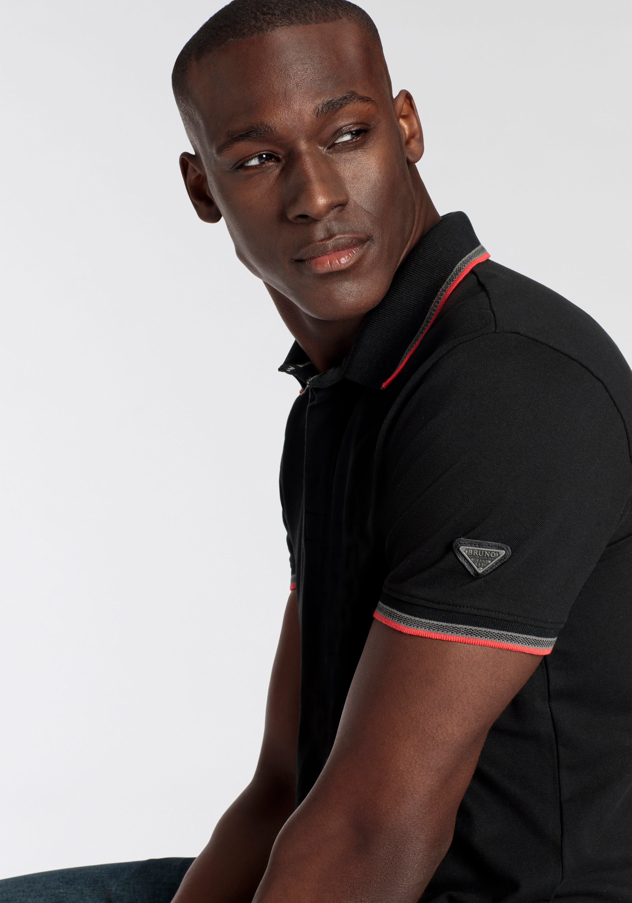 Bruno Banani Poloshirt Kurzarm, schmal geschnitten, Colourblocking-Optik