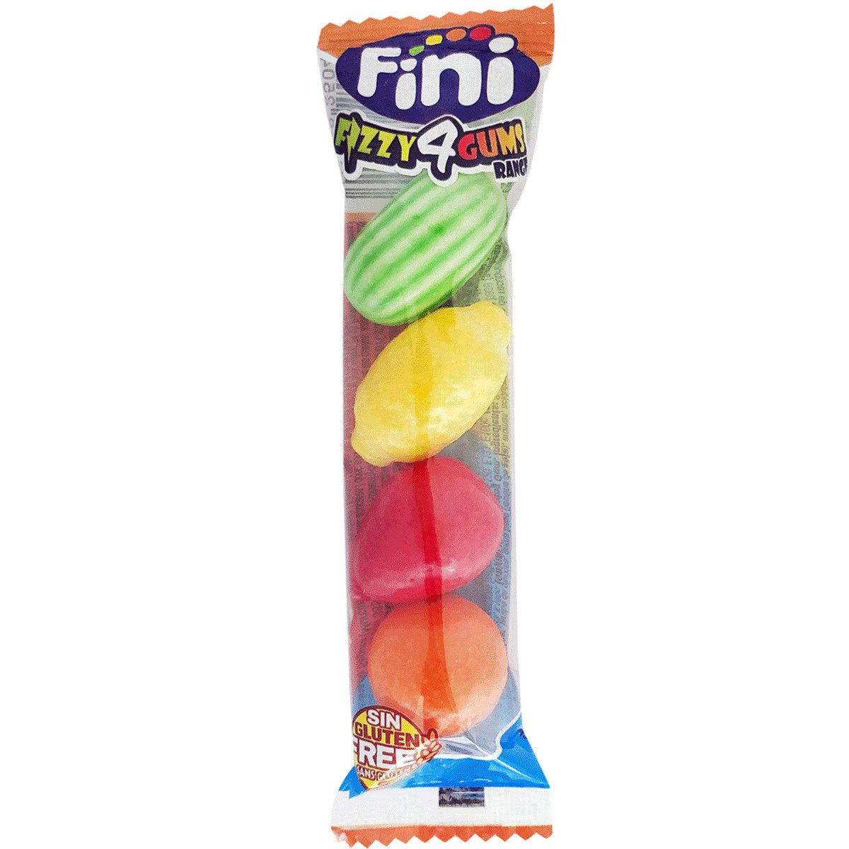 Fini Süßigkeit, Fini Bubble Gum Fizzy 4 Gums Range Fruit Mix Kaugummi Früchte 20g