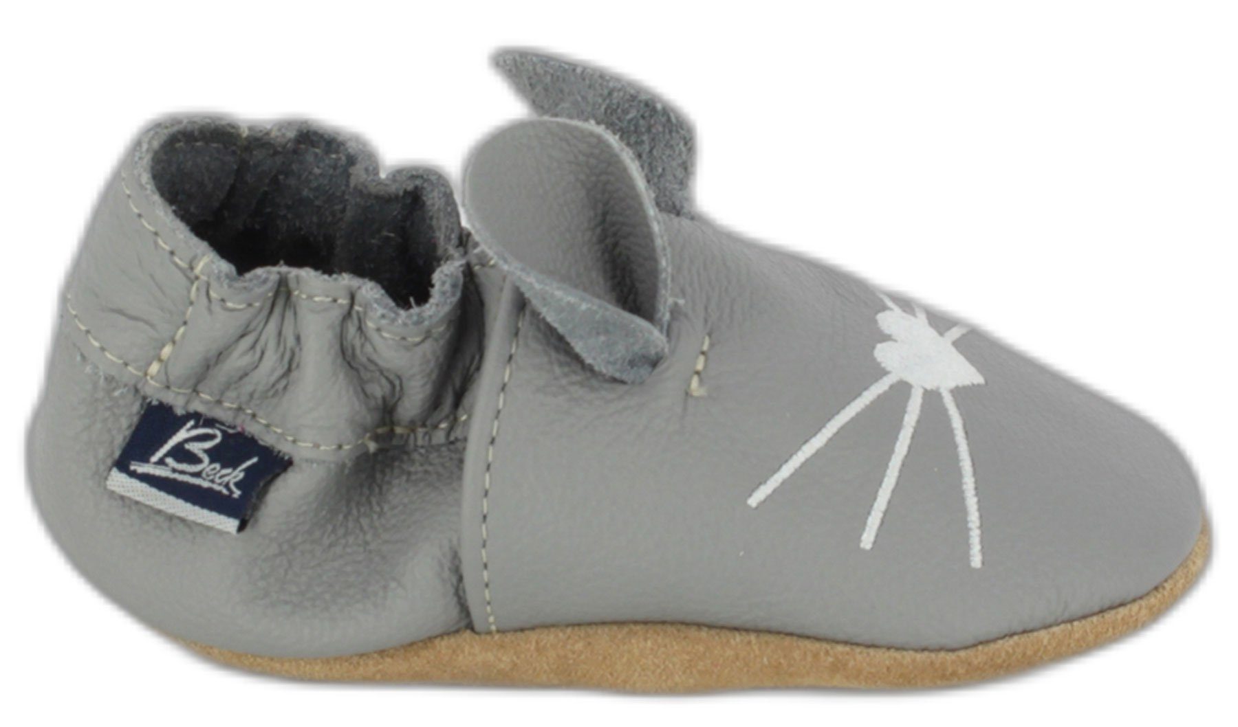 Beck Krabbelschuh Mäuschen Krabbelschuh Seitliche Gummieinsätze für leichtes An- und Ausziehen