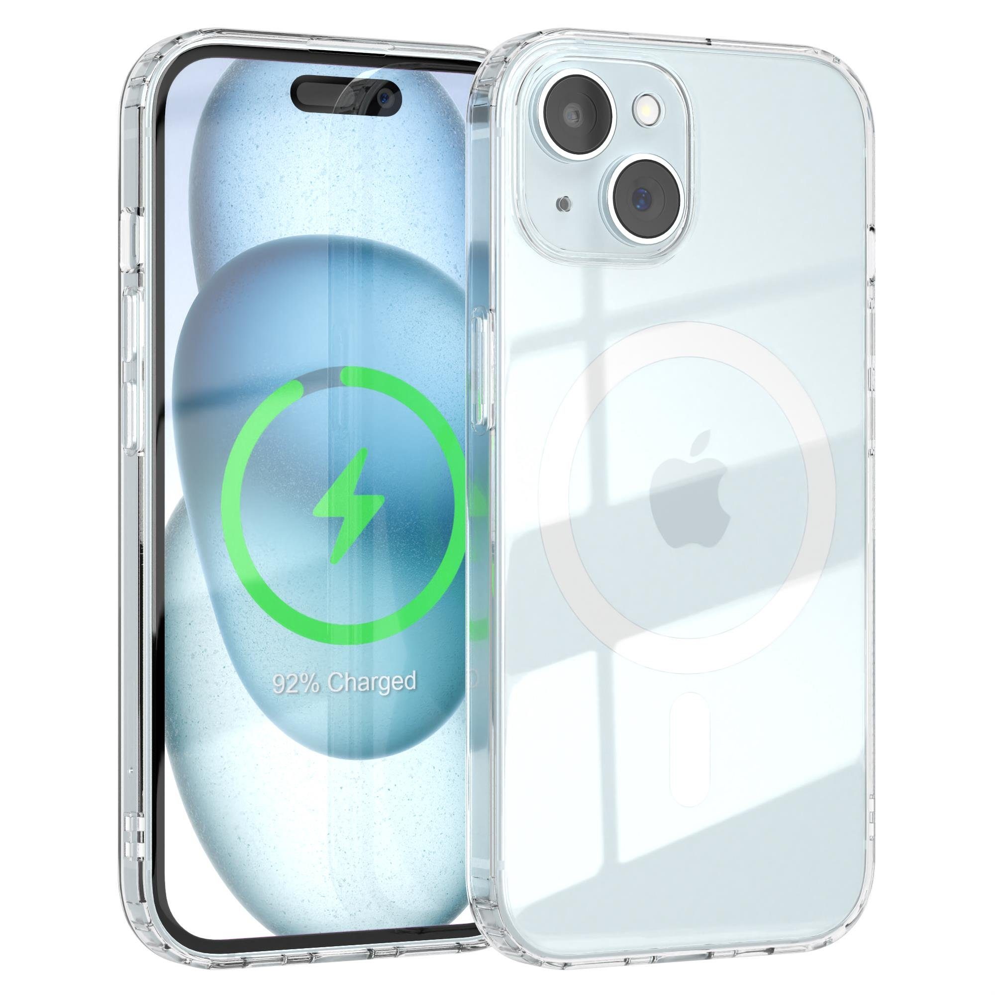 EAZY CASE Handyhülle Transparente Hülle mit MagSafe für iPhone 15 6,1 Zoll, Back Cover, Bumper Case, Handy Schutzhülle Kameraschutz, Durchsichtig