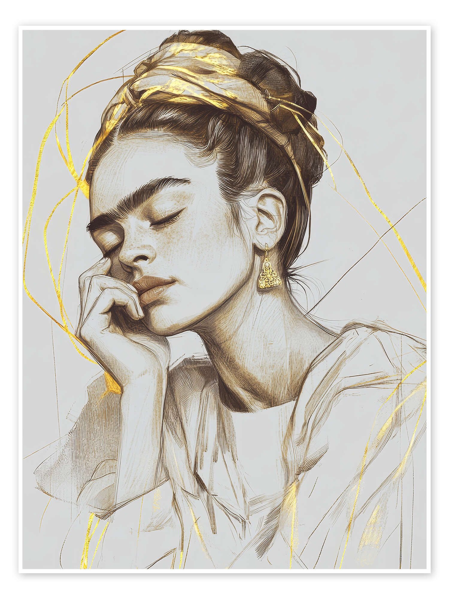 Posterlounge Poster DejaReve, Frida Kahlo verträumt, Illustration