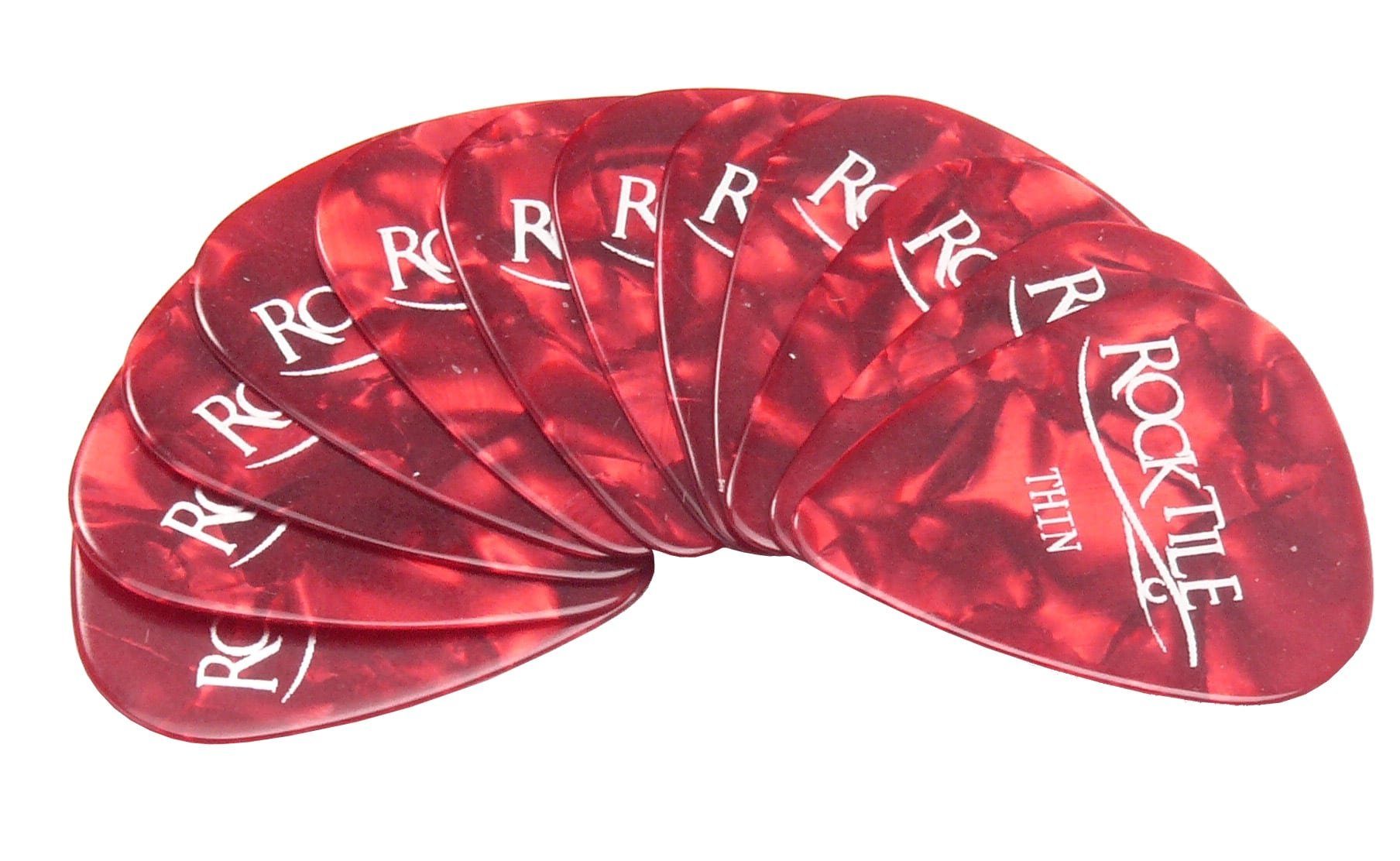 Rocktile Plektrum Plektren - Tortoise Design Guitar Pick, Stärke “Thin” (0,5 mm), 12 Stück im Set