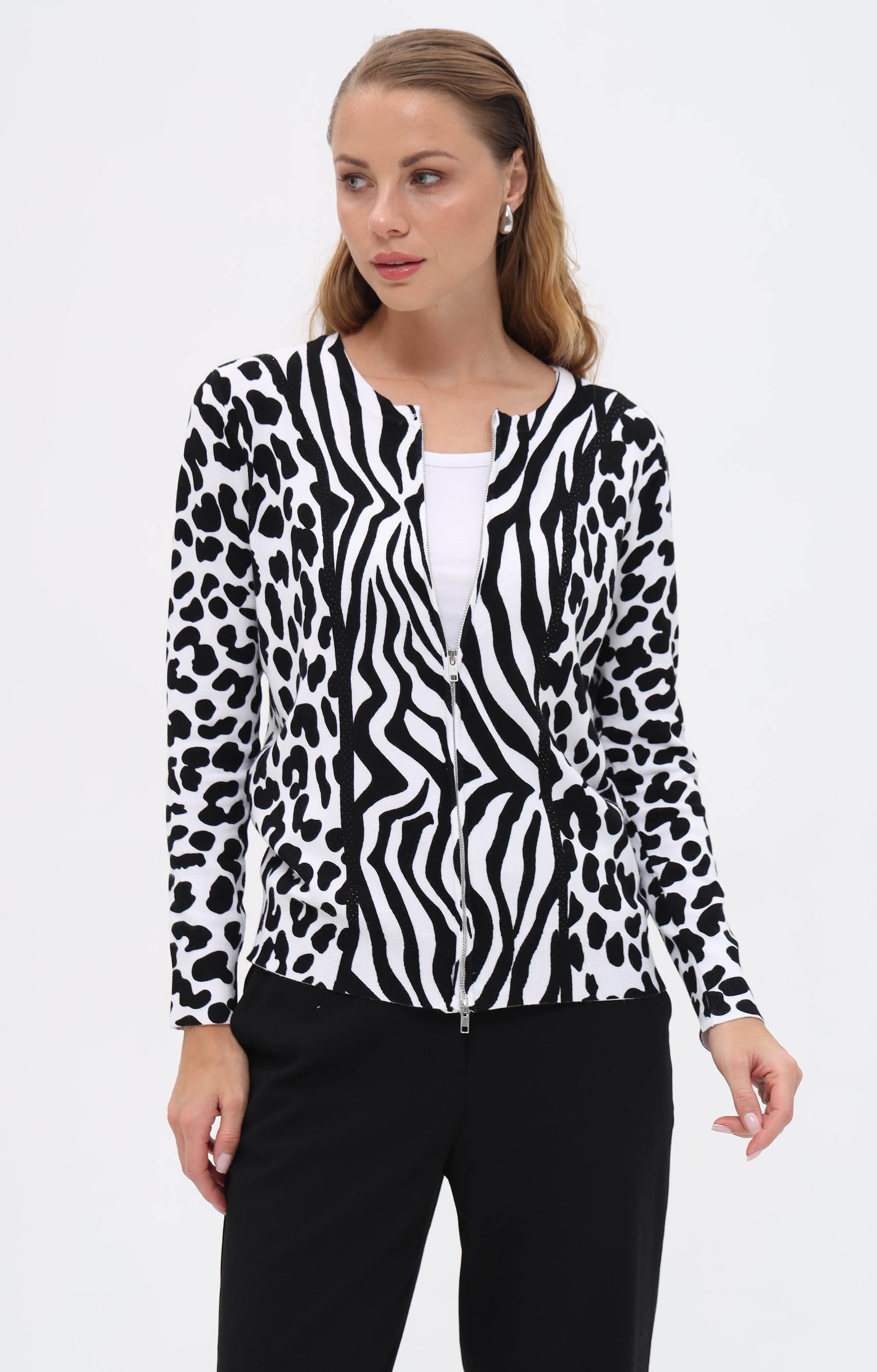 Passioni Strickjacke mit abstraktem Animal-Print günstig online kaufen