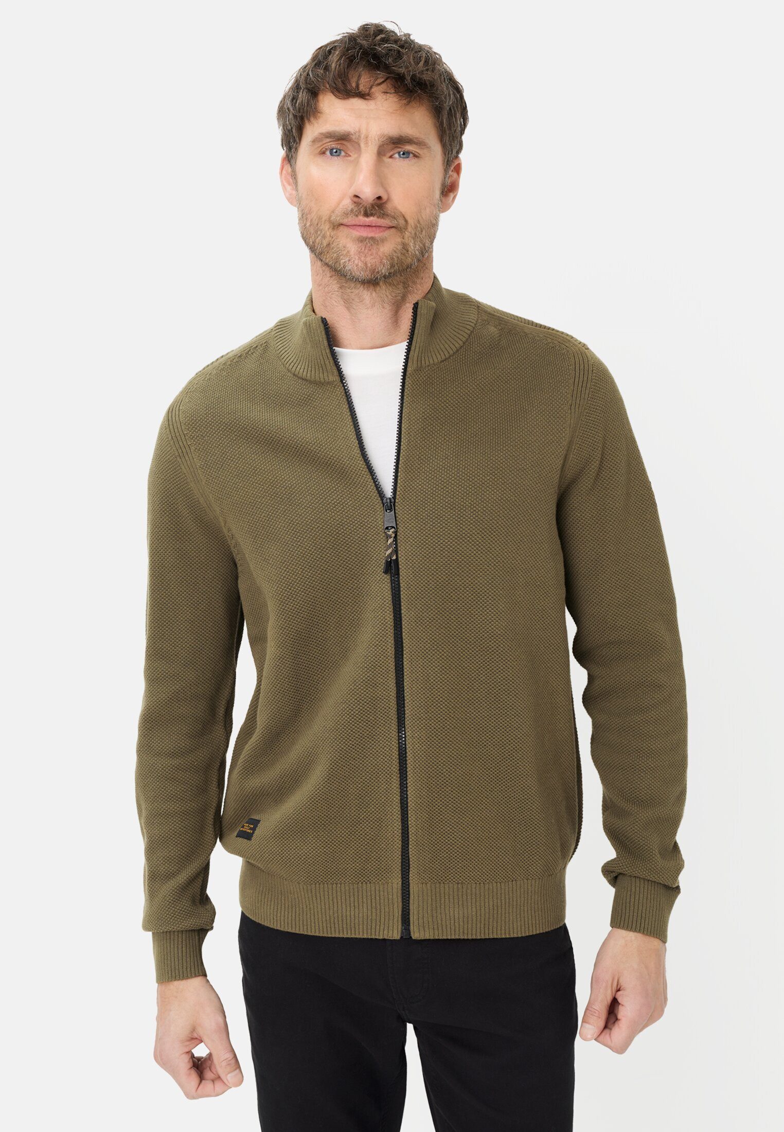 camel active Strickjacke Strickjacke mit Stehkragen Langarm Stehkragen günstig online kaufen