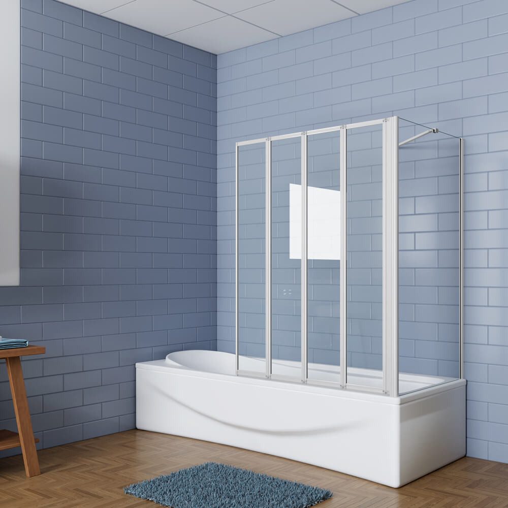 duschspa Badewannenaufsatz 140cm 4-teilige Faltwand Duschwand günstig online kaufen