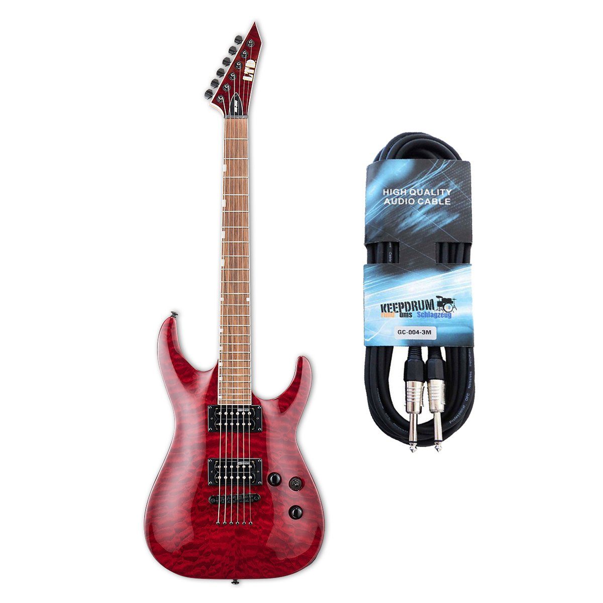 E-Gitarre ESP LTD MH-200QM NT STBC E-Gitarre mit Kabel