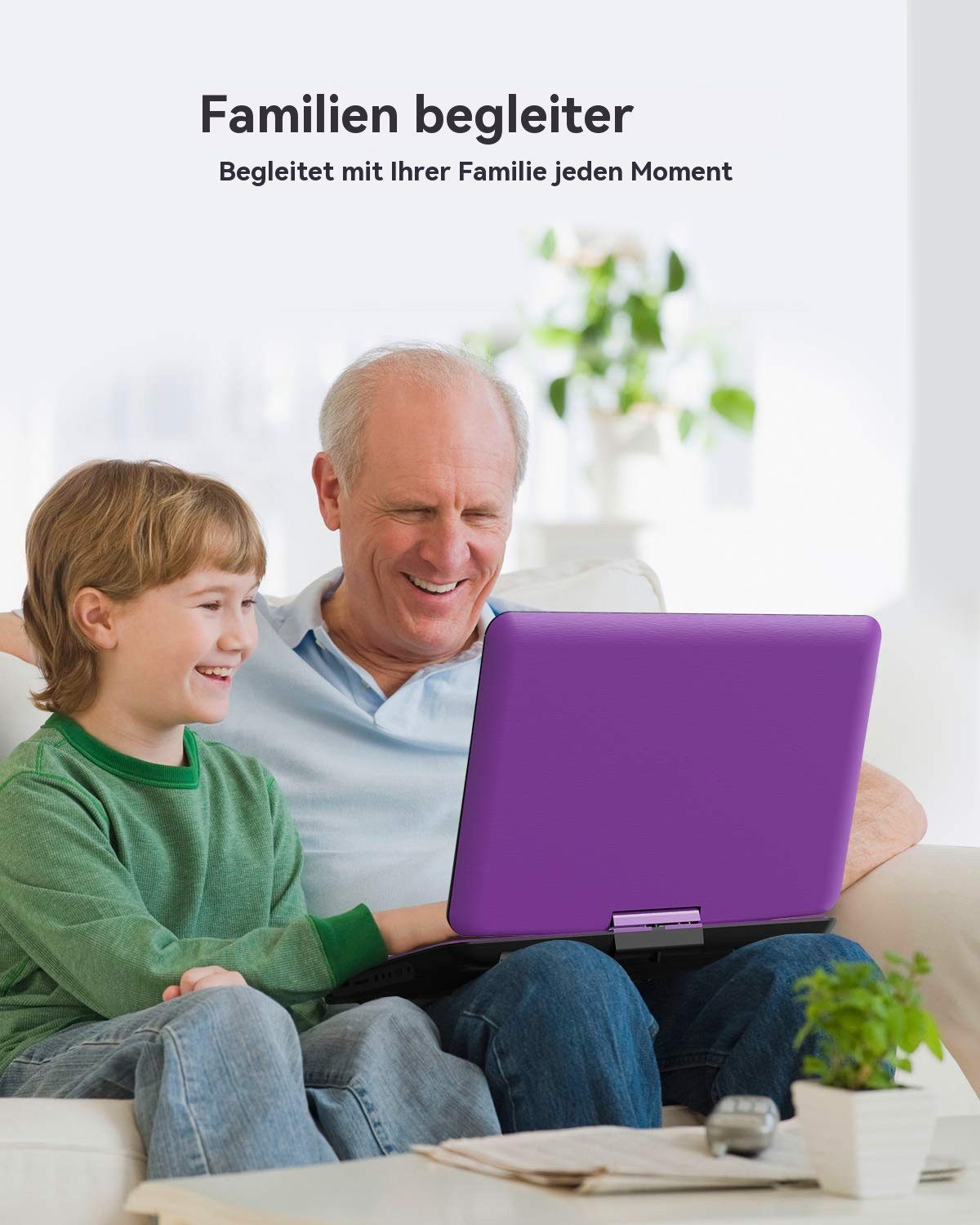 TWUFY 17,5" Tragbarer DVD-Player mit 15,6" großem HD-Display Portabler DVD-Player (Unterstützt USB/TF-Karte/Sync-TV/Projektor-Bildschirm)