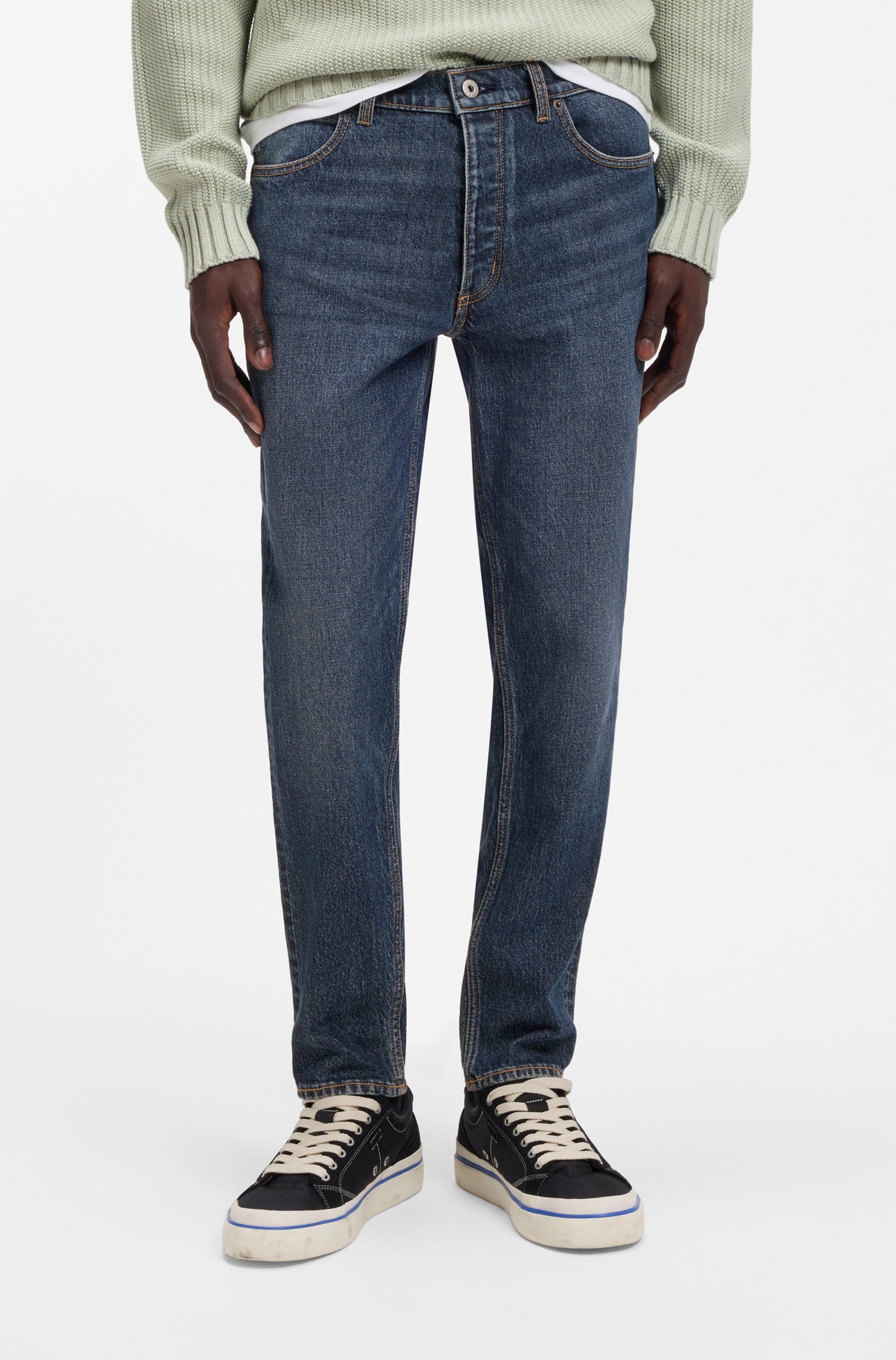 HUGO Blue Tapered-fit-Jeans Brody mit Stone-washed-Finish
