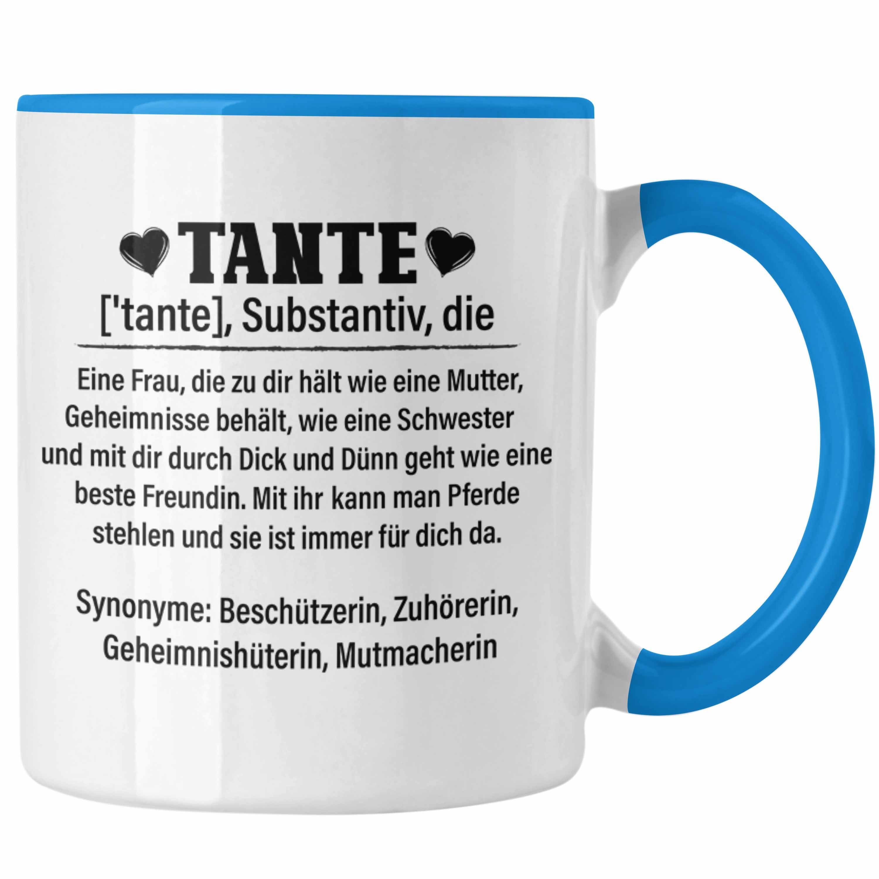 Trendation Tasse Trendation - Beste Tante Geschenk Tasse Lustig Spruch Beste Tante der Welt Geschenkidee von Nichte Blau