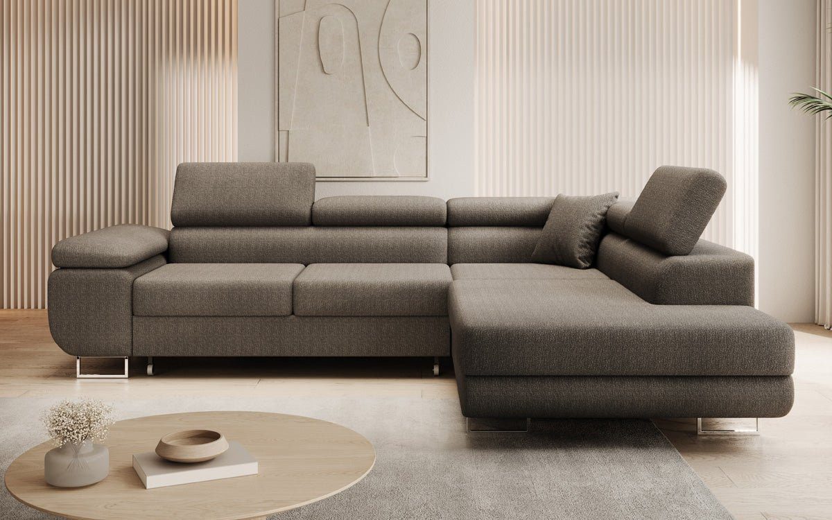 Luxusbetten24 Schlafsofa Designer Sofa Aston in Bouclé, mit Stauraum und Schlaffunktion