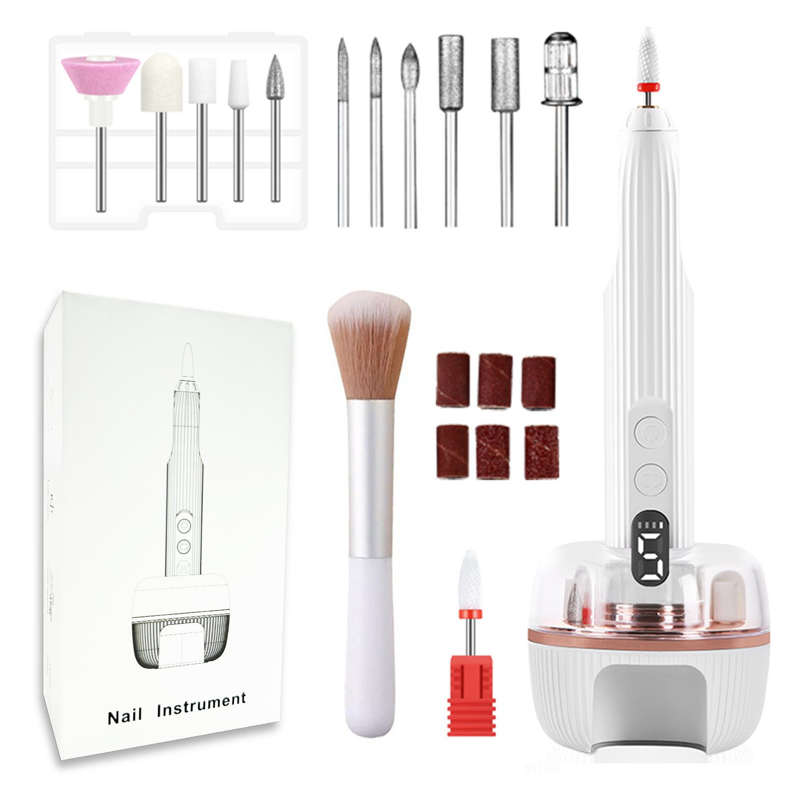 SURFOU Maniküre-Pediküre-Set 2 in 1 Nagelfräser Kabellos Elektrische Nail Drill + UV Lampe, Nagelfeile Elektrisch für Anfänger Fräser Gelnägel und Acrylgel