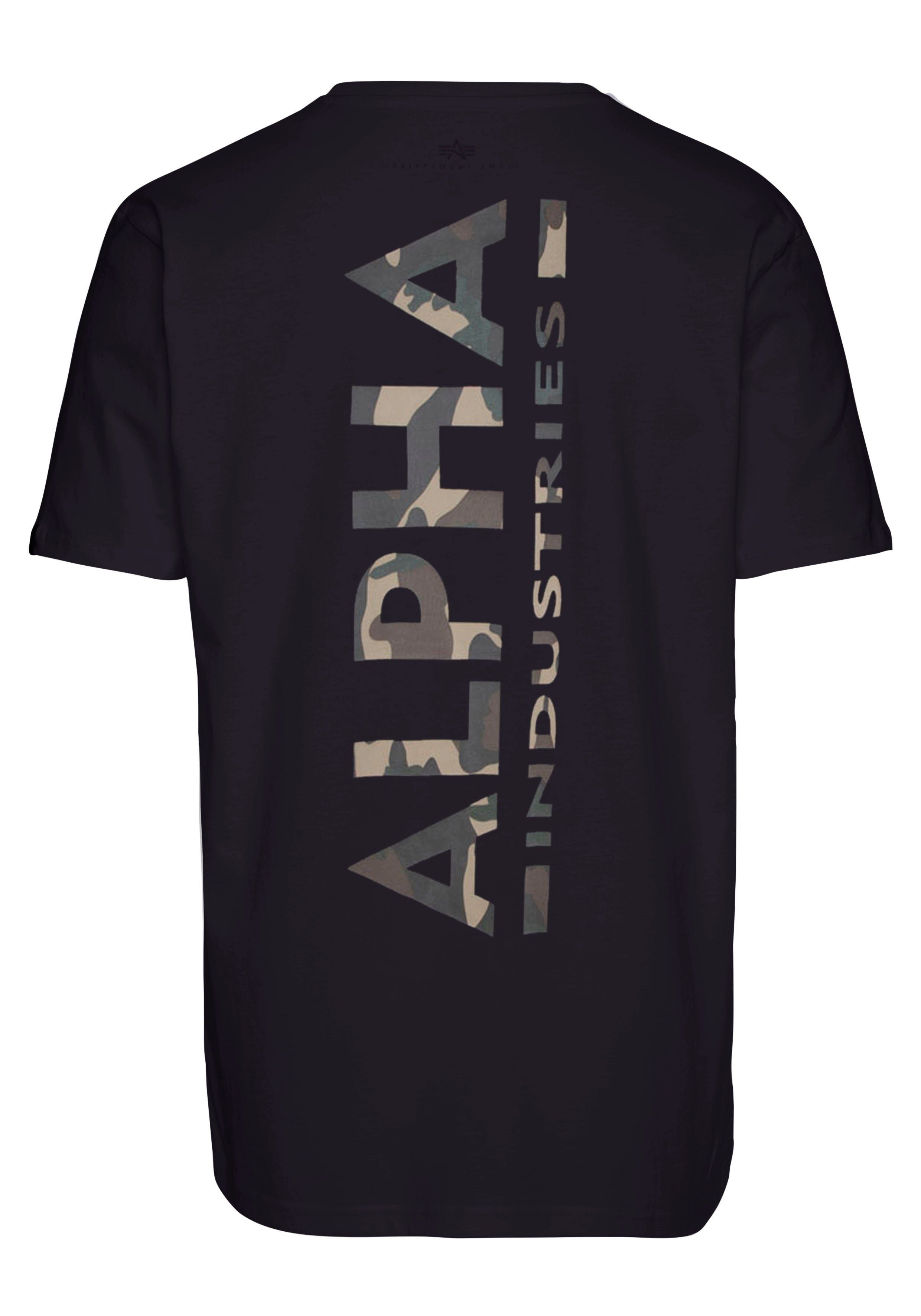 Alpha Industries Rundhalsshirt Back Tee black/woodland Print Camo