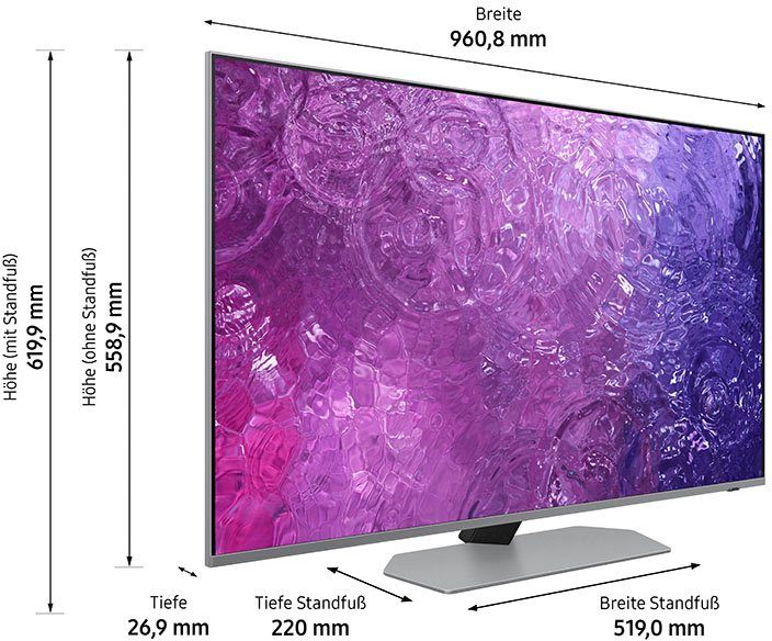 Samsung GQ43QN90CATXZG LED-Fernseher (108 cm/43 Zoll, 4K Ultra HD,  Smart-TV, Neo Quantum HDR+ (43"/50": Neo Quantum HDR), Neural Quantum  Prozessor 4K, Dolby Atmos & OTS+ (43"/50": OTS Lite), Anti-Reflektion und  ultraweiter Betrachtungswinkel,