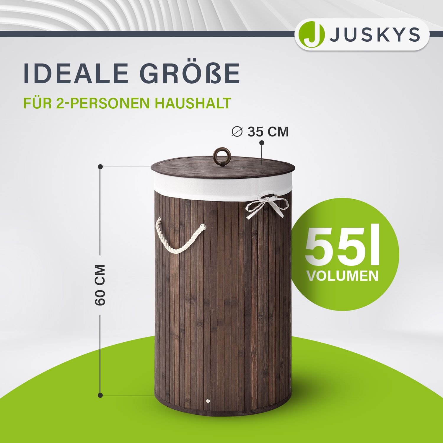 Juskys Wäschekorb Curly-Round, 55 l, mit günstig online kaufen